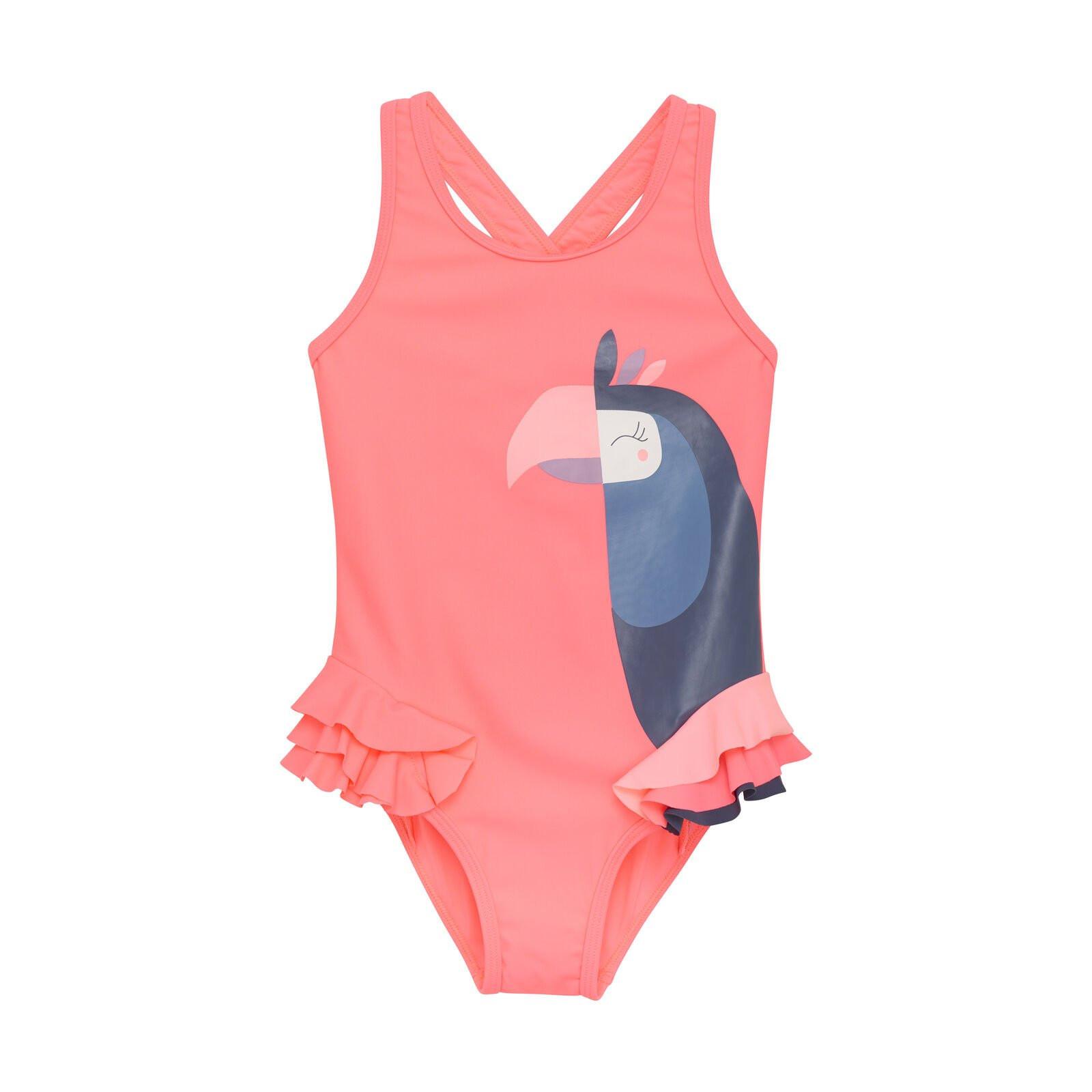Mädchen Badeanzug Neon Coral Unisex  92 von Color Kids