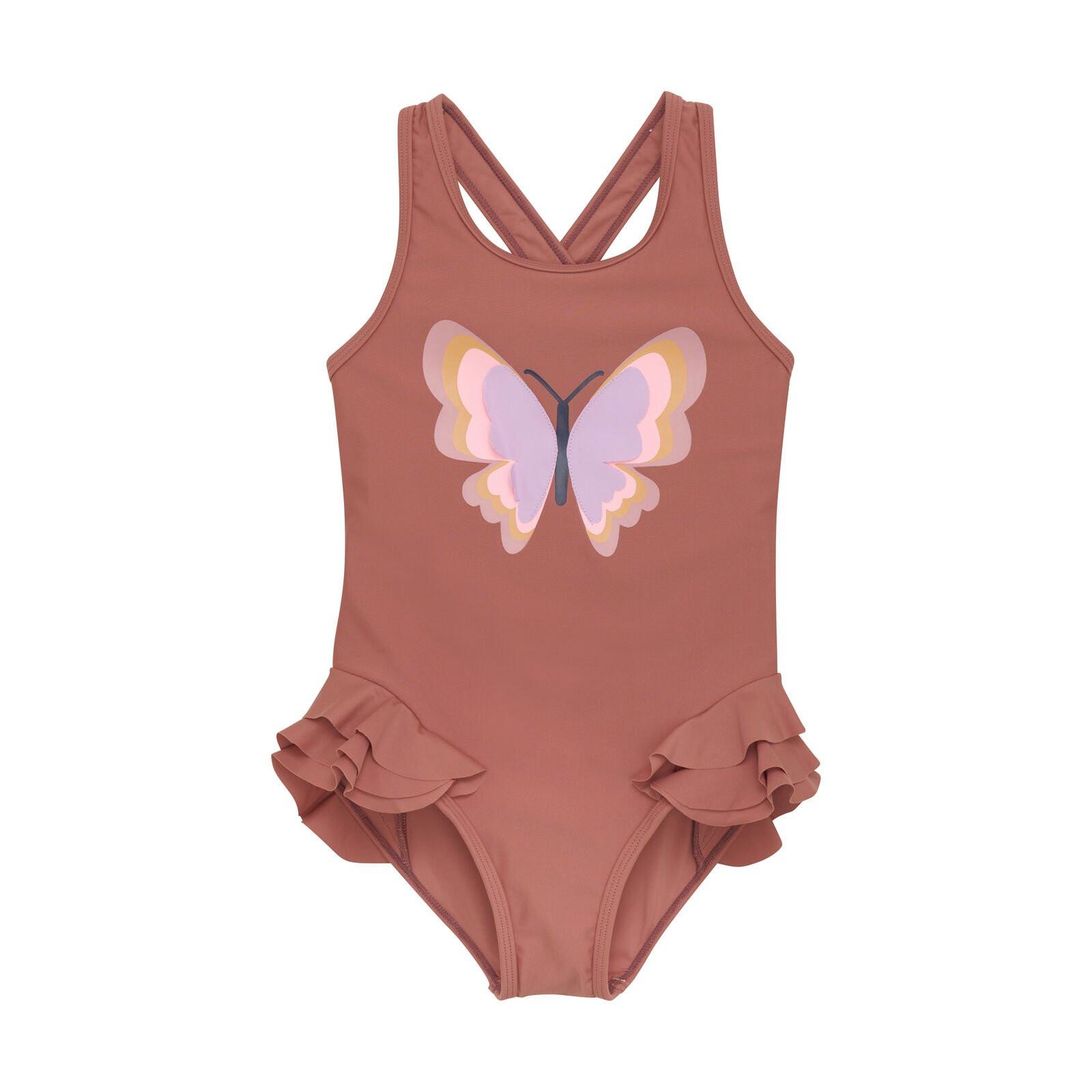 Mädchen Badeanzug Schmetterling Unisex Rot 98 von Color Kids