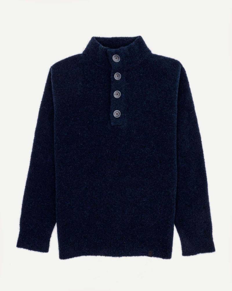 Strickpullover Troyer Button Bouclé Herren Marine XL von Colours & Sons