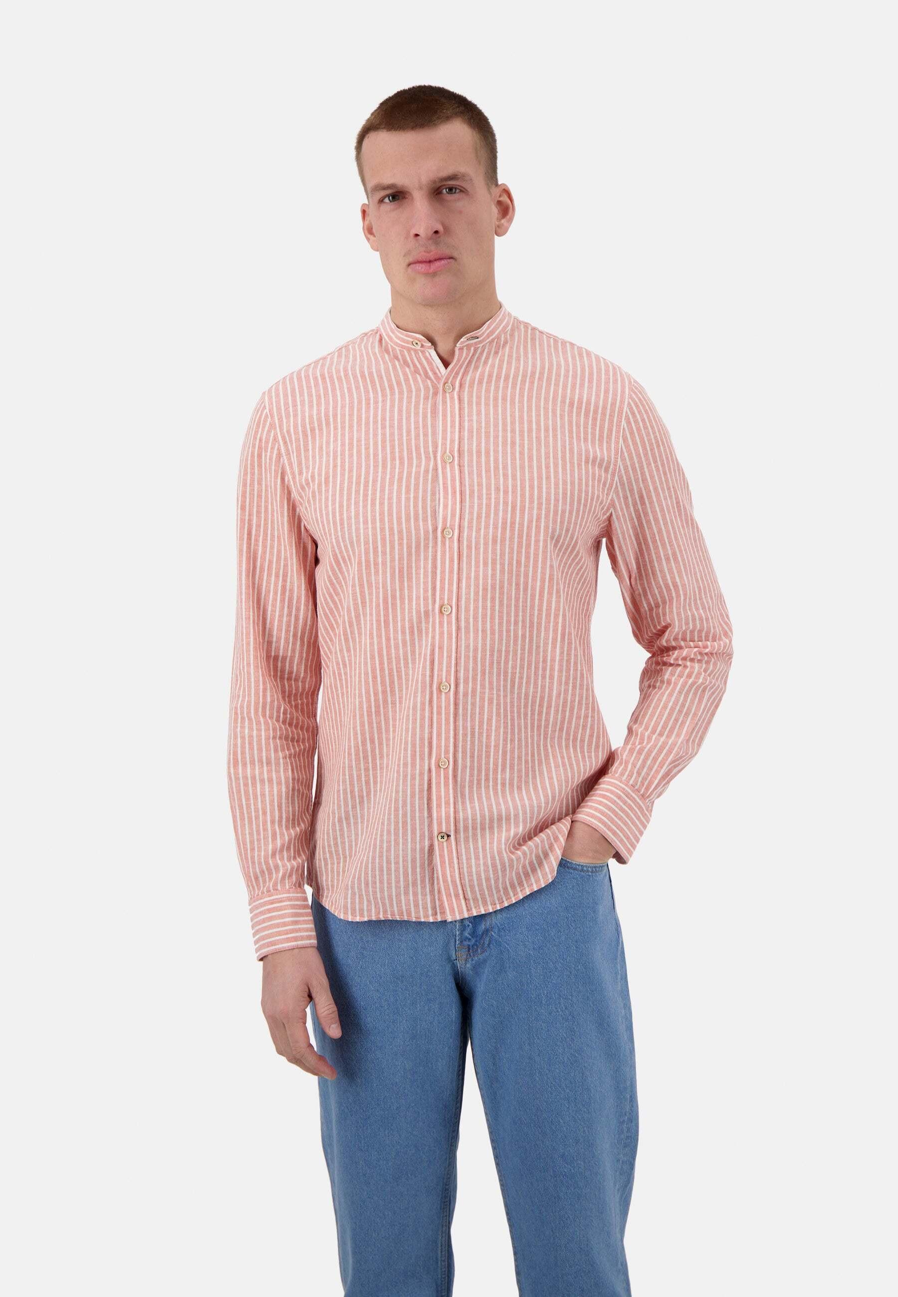 Hemden Linen Blend Stripes Herren Orange L von Colours & Sons