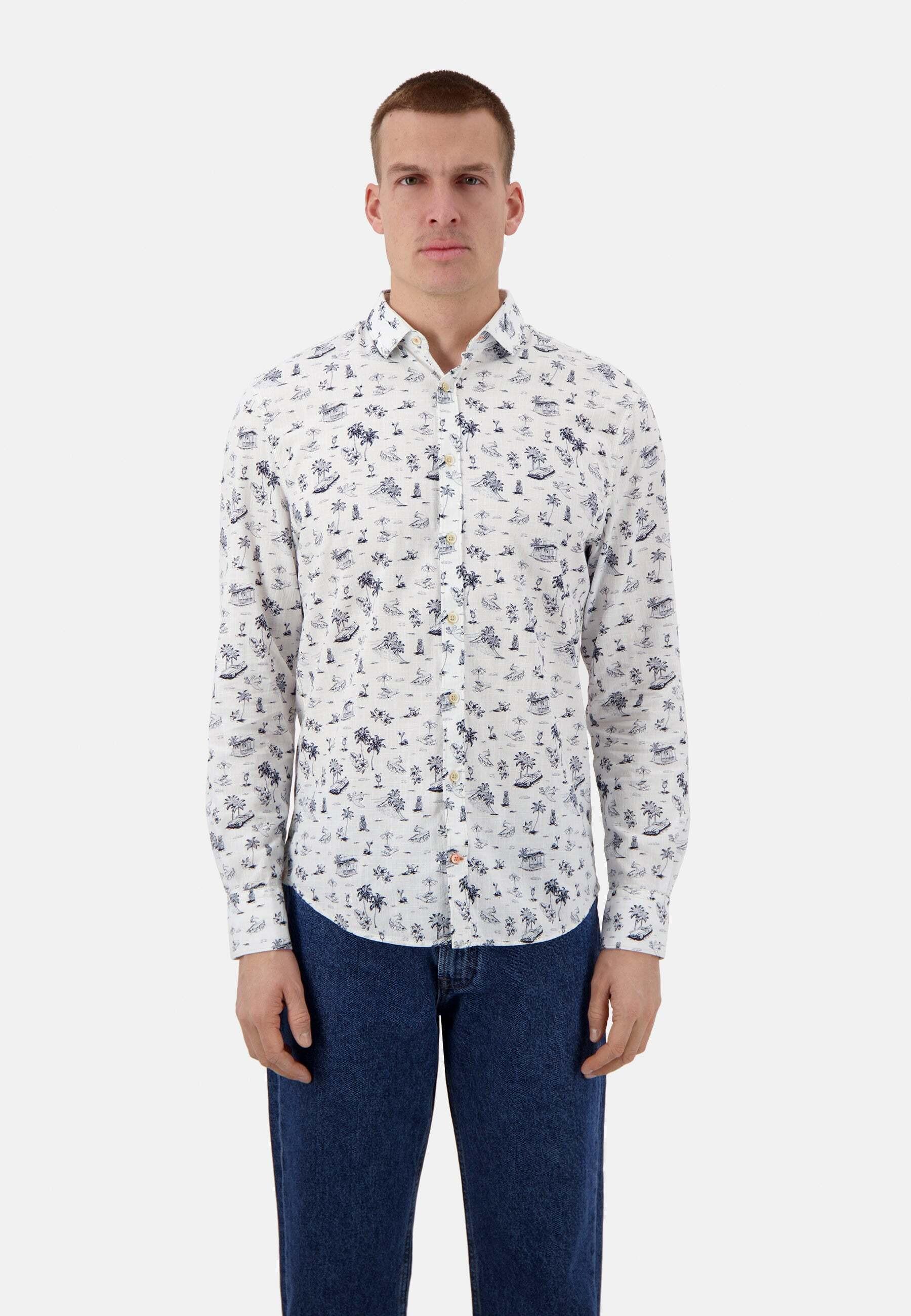 Hemden Shirt-beach Print Herren Weiss M von Colours & Sons