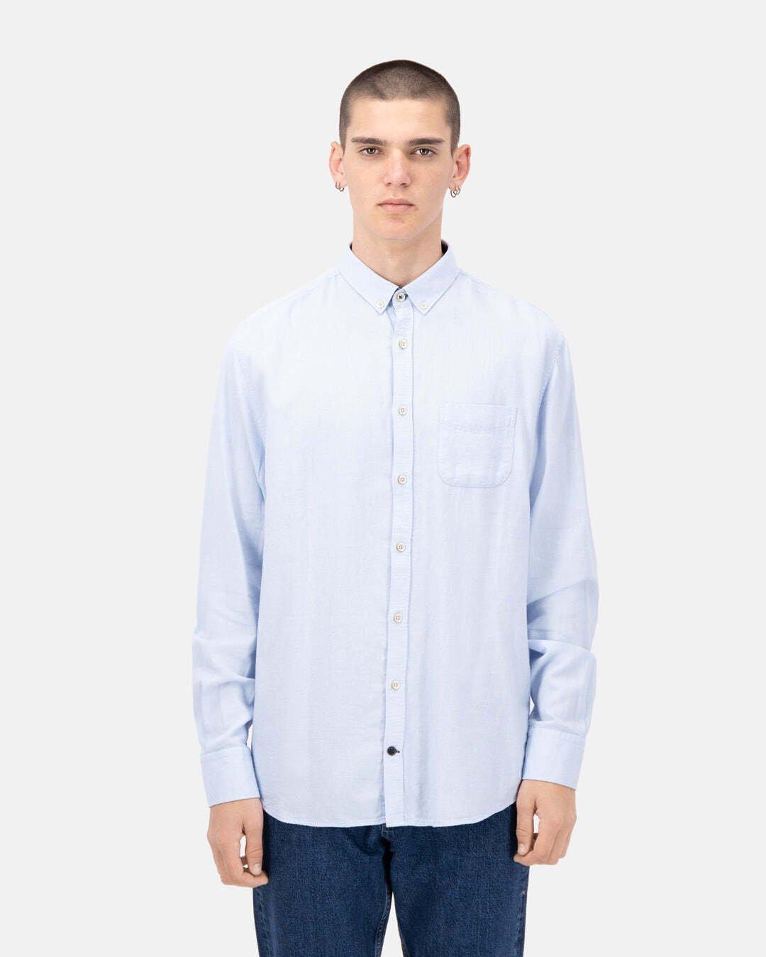 Hemden Shirt-brushed Twill Herren Hellblau L von Colours & Sons