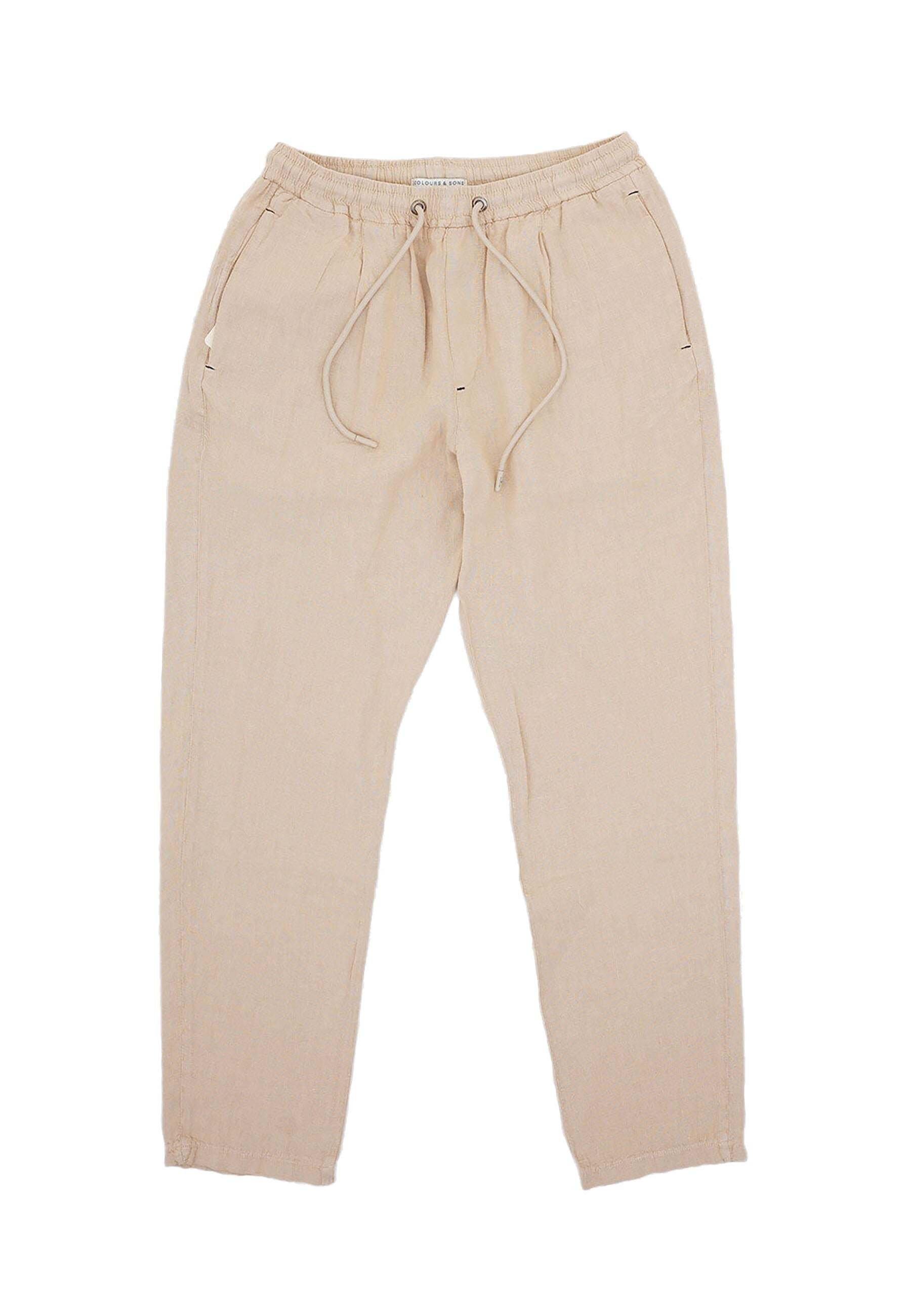 Hosen Pants Cropped Linen Herren Beige W30 von Colours & Sons