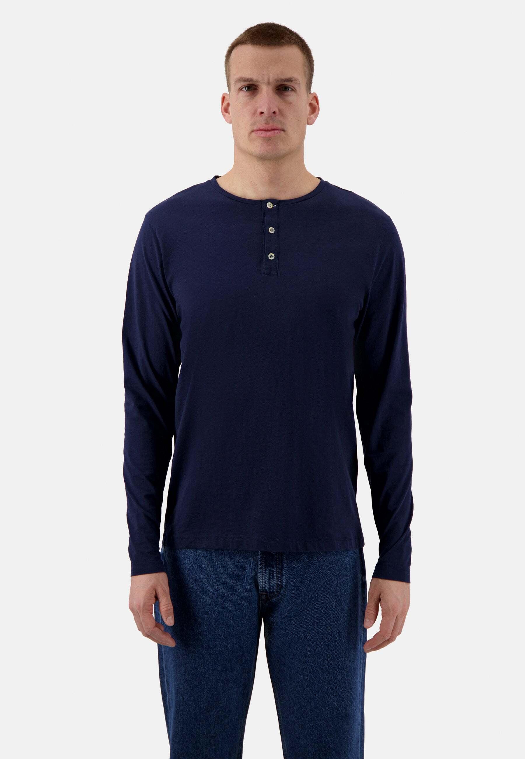 Langarmshirts Henley - Slub Herren Marine L von Colours & Sons