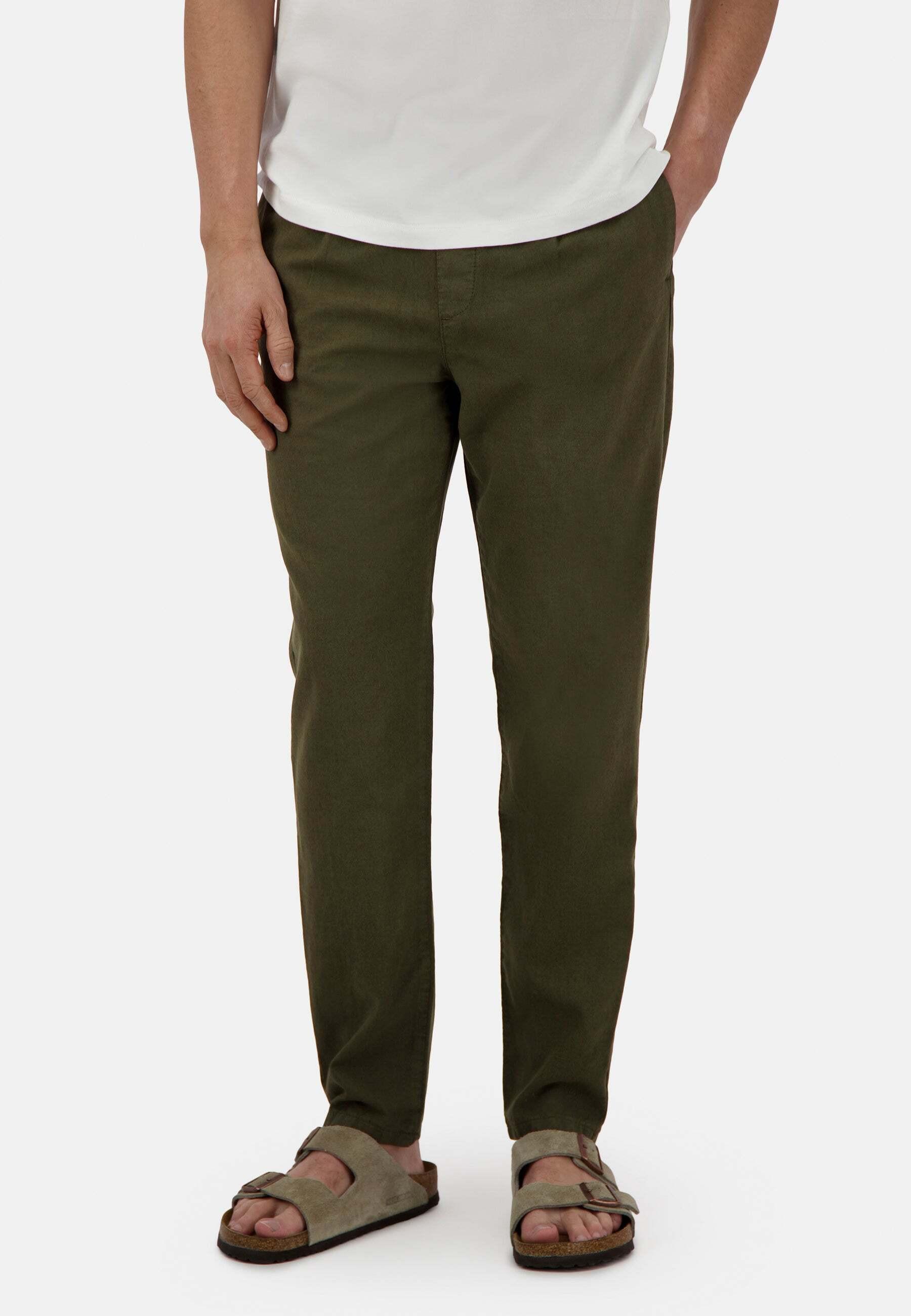 Leinenhose Cropped Linen Unisex Olivegrün W31 von Colours & Sons