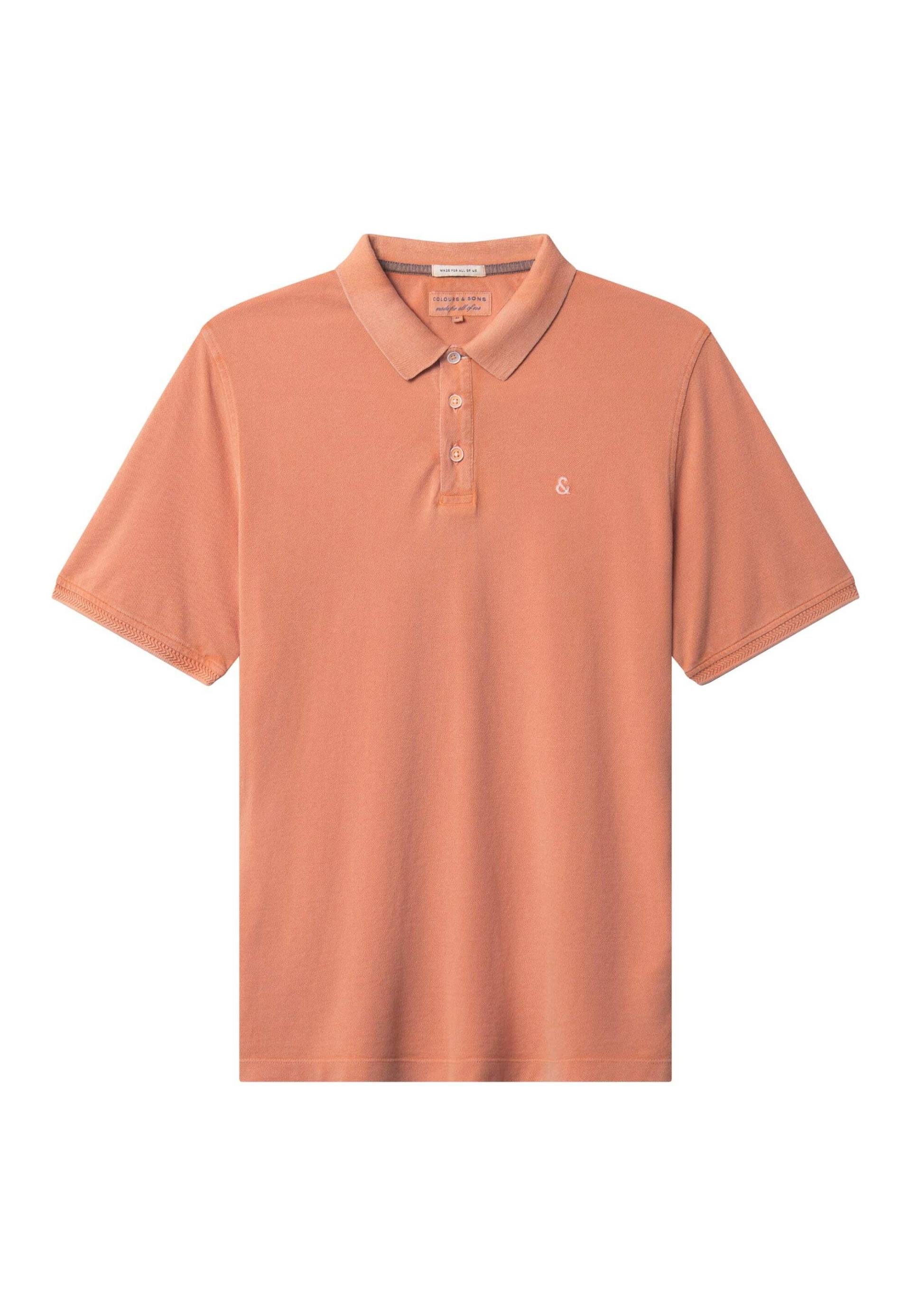 Polos Garment Dyed Herren Orange L von Colours & Sons