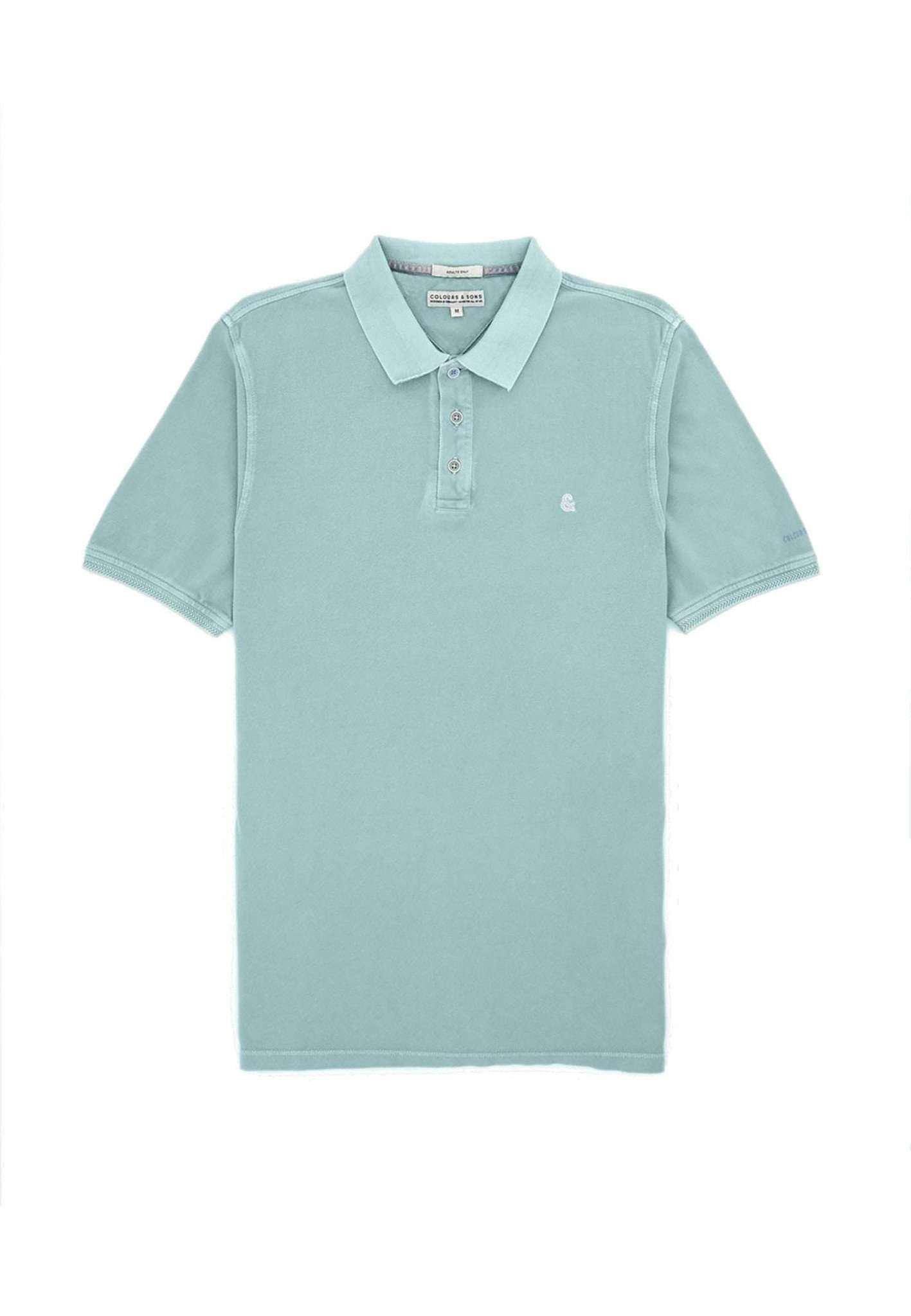 Polos Polo Washed Herren Grün S von Colours & Sons