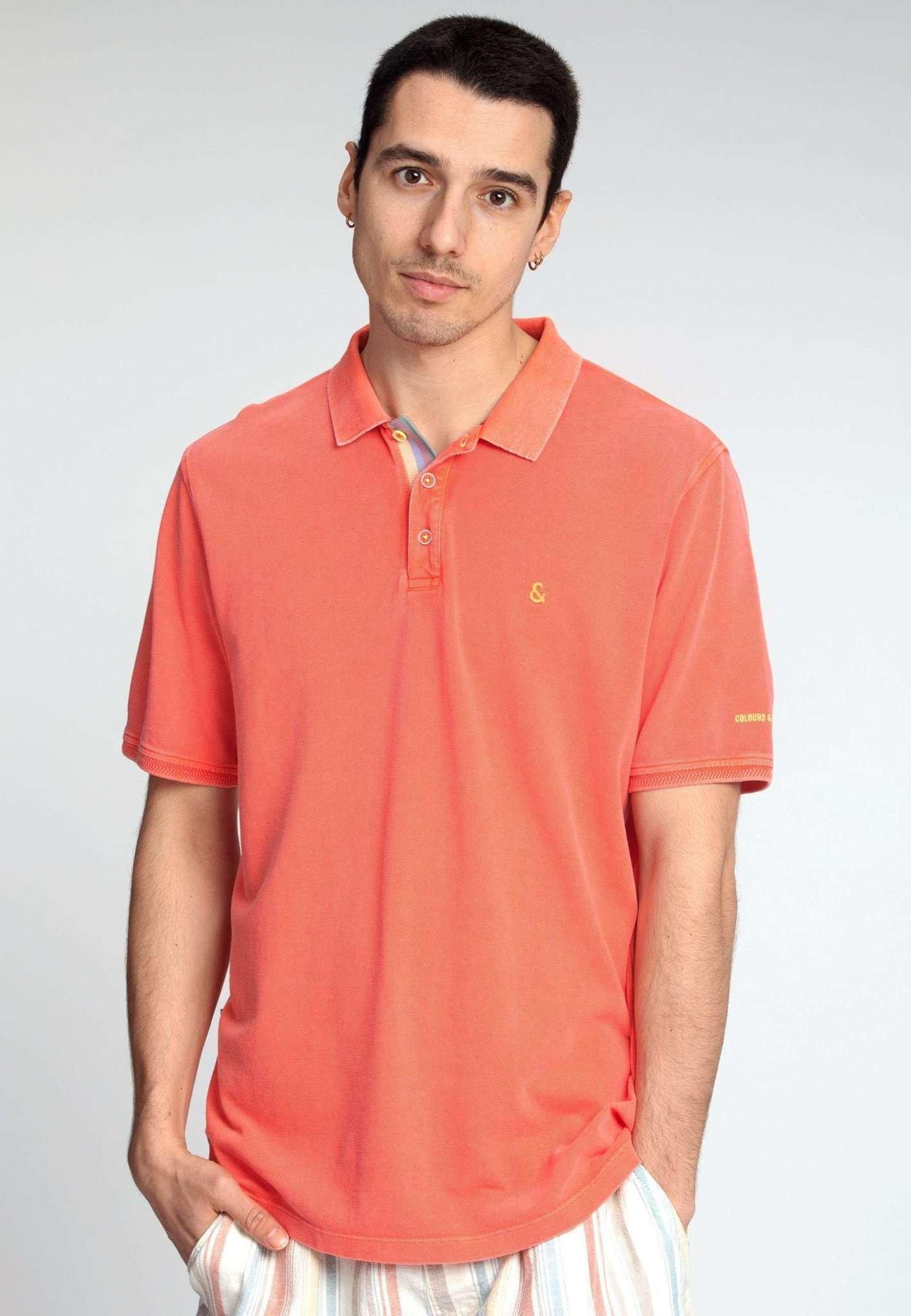 Polos Polo Washed Herren Rosa L von Colours & Sons
