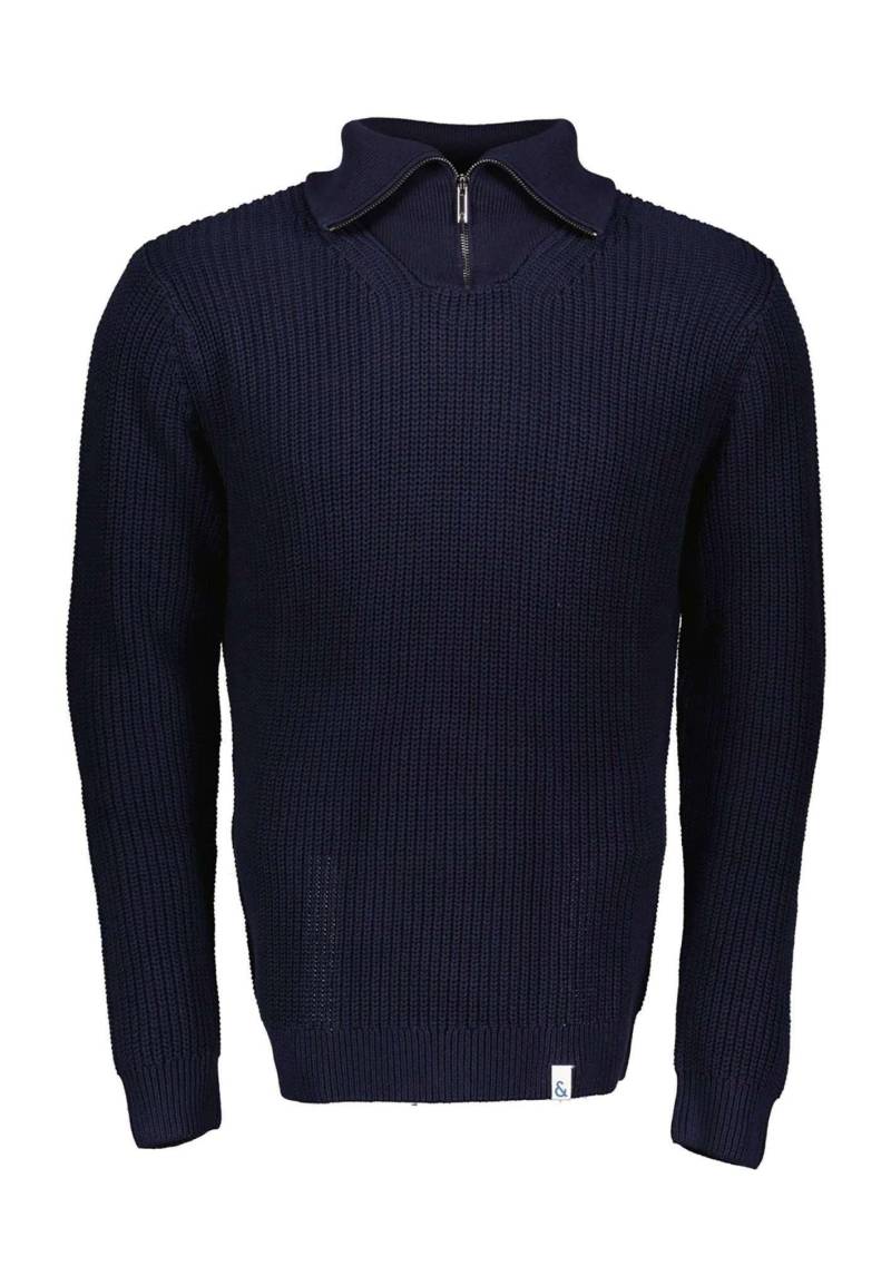 Pullover Mock-zip-half Cardigan Stitch Herren Marine M von Colours & Sons