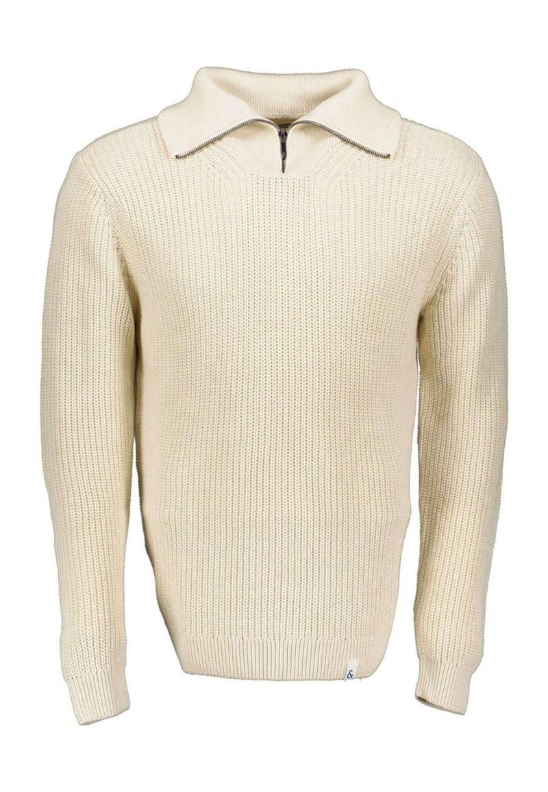 Pullover Mock-zip-half Cardigan Stitch Herren Weiss M von Colours & Sons