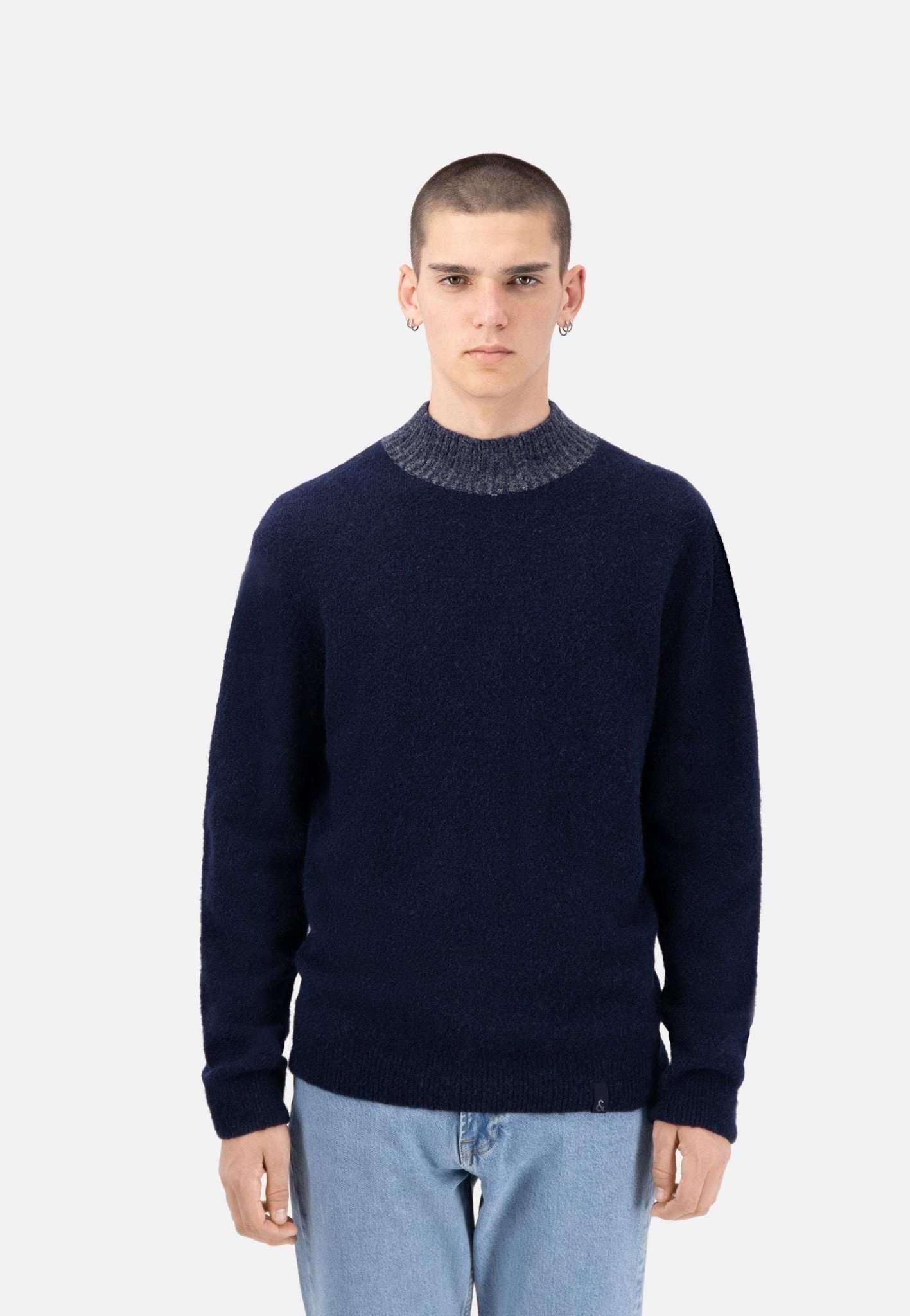 Pullover Roundneck-hairy Herren Marine L von Colours & Sons