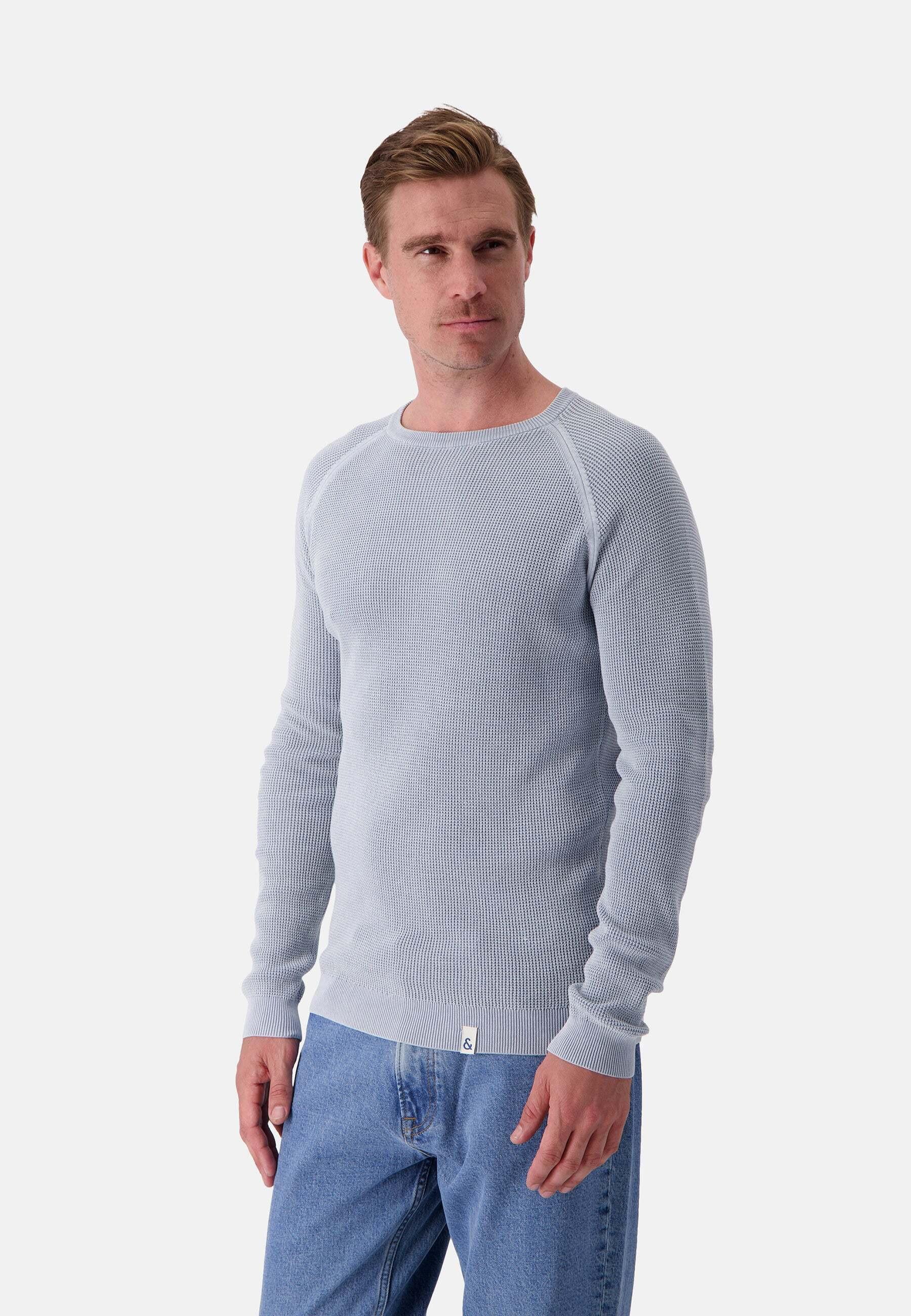 Pullover Roundneck-washed Herren Hellblau S von Colours & Sons