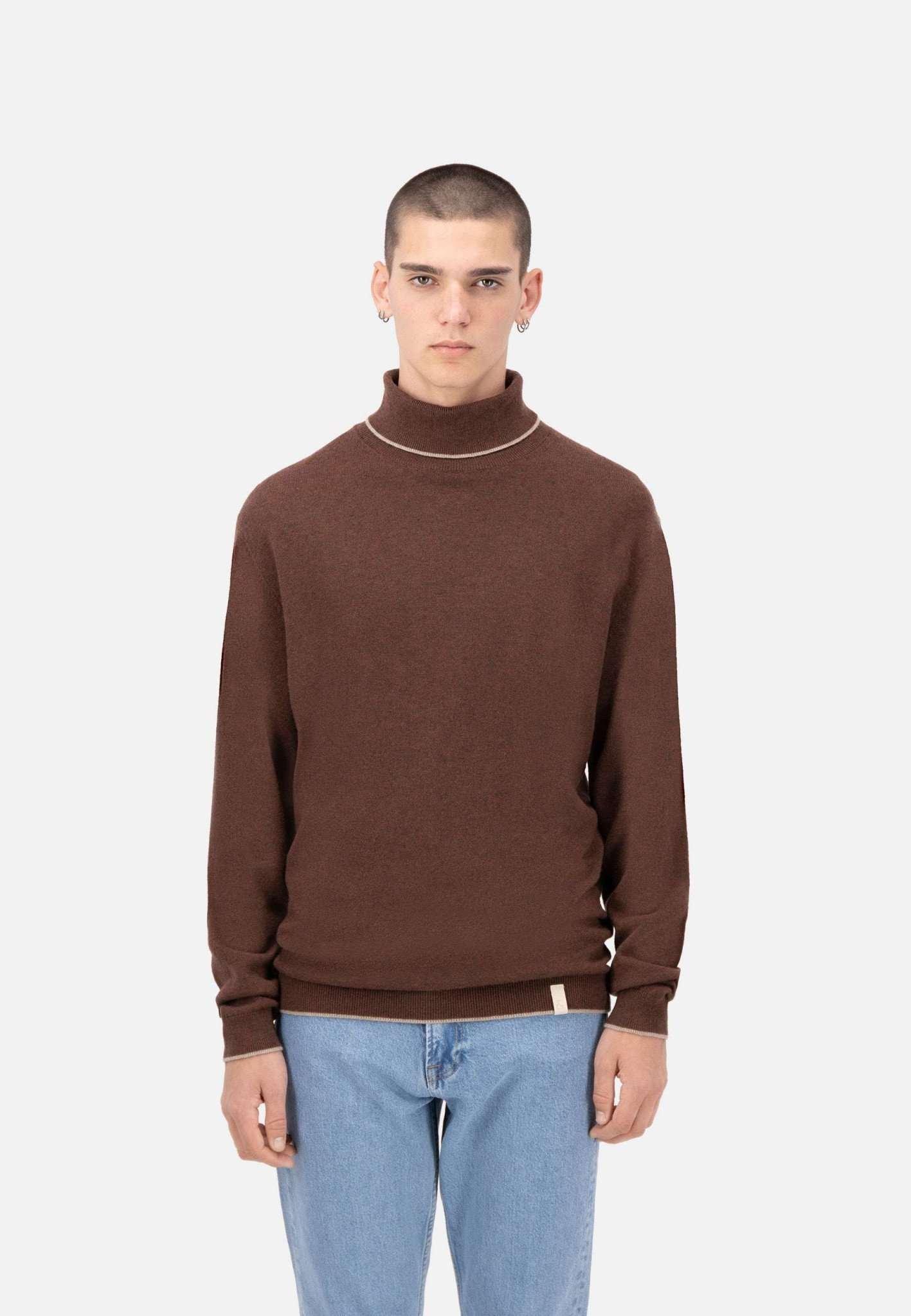 Pullover Turtleneck-merino Blend Herren Braun L von Colours & Sons