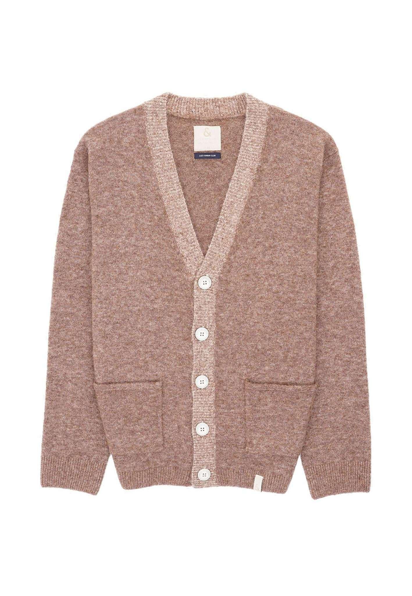 Strickjacken Cardigan-button-hairy Herren Braun L von Colours & Sons