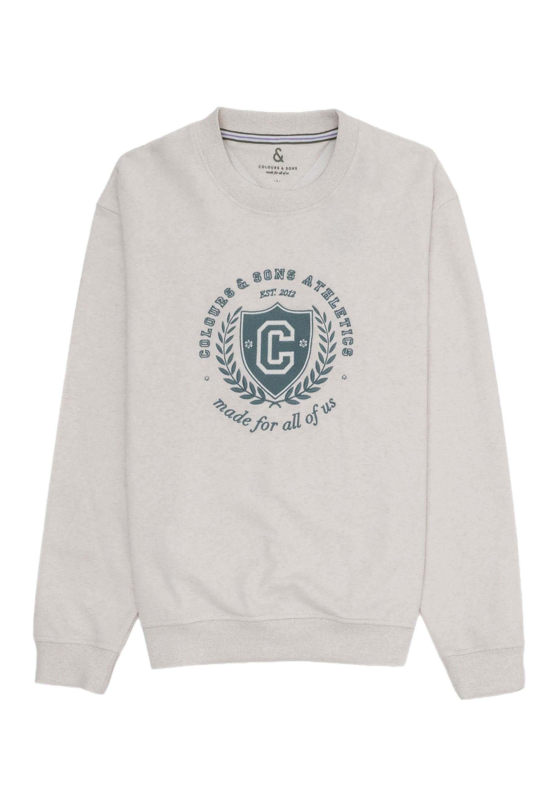 Sweatshirt Crewneck Melange Herren Offwhite L von Colours & Sons