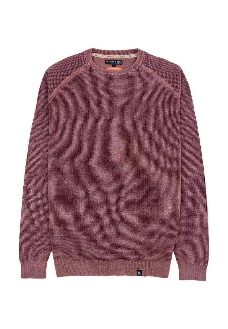 Sweatshirt Roundneck Washed Herren Bordeaux XXL von Colours & Sons