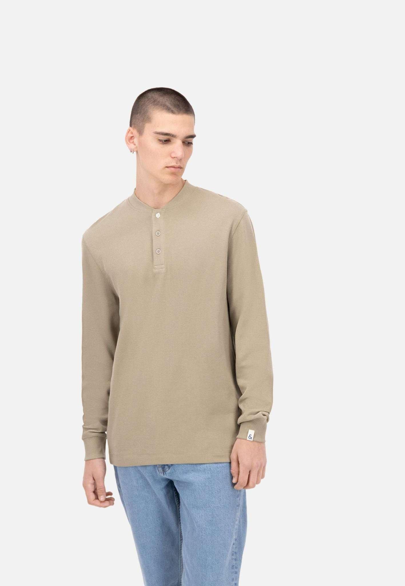 Sweatshirts Serafino-waffle Herren Olivegrün XXL von Colours & Sons