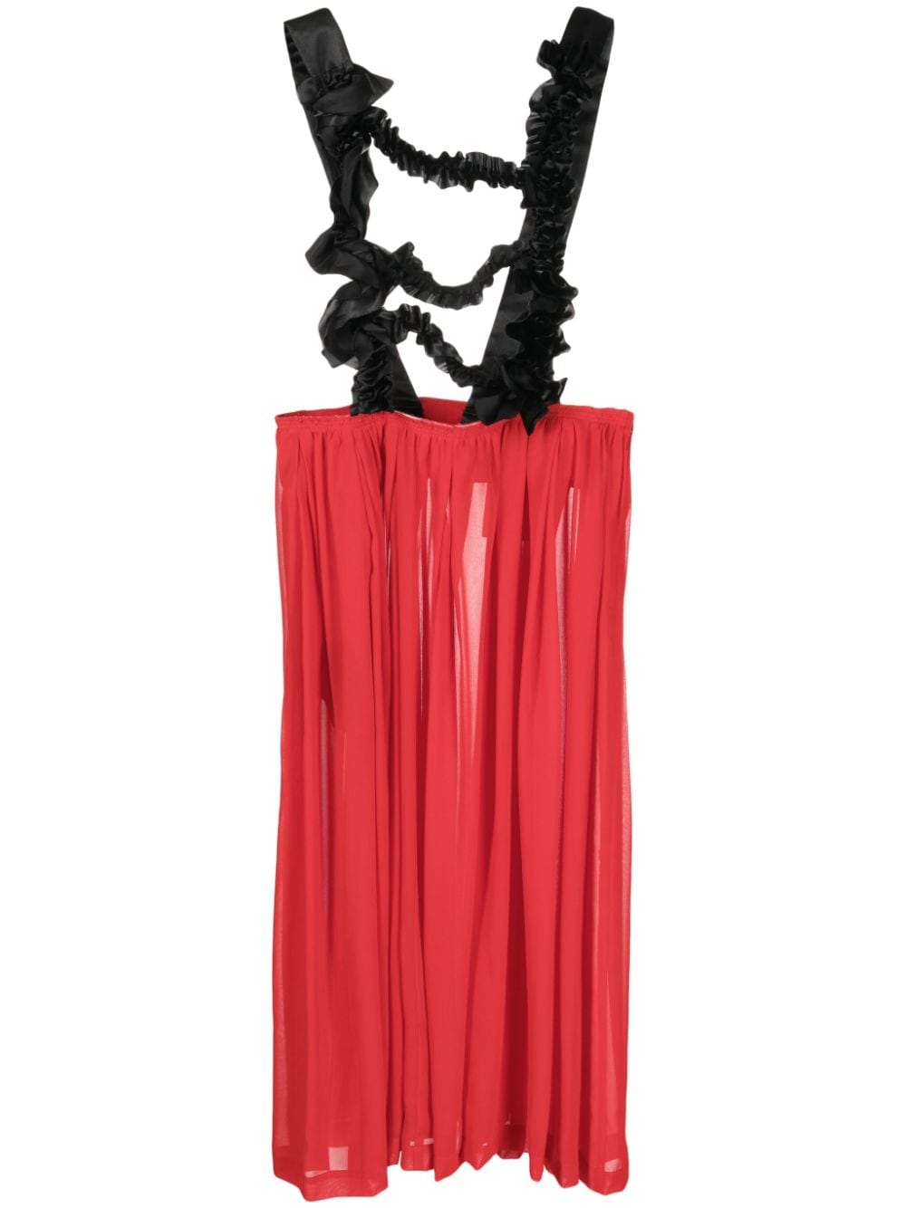 Comme Des Garçons Comme Des Garçons dungarees-style asymmetric midi dress - Red von Comme Des Garçons Comme Des Garçons