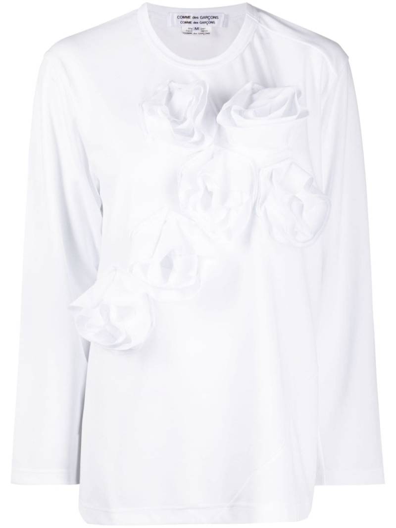 Comme Des Garçons Comme Des Garçons floral-appliqué long-sleeve T-shirt - White von Comme Des Garçons Comme Des Garçons