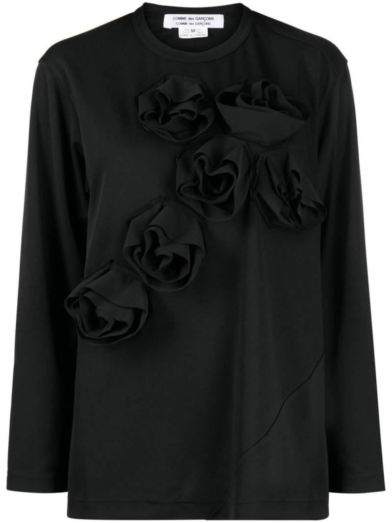 Comme Des Garçons Comme Des Garçons floral-appliqué piqué sweatshirt - Black von Comme Des Garçons Comme Des Garçons