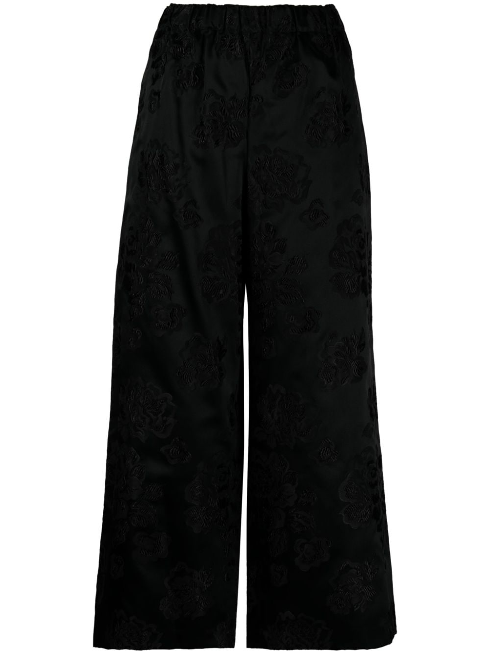 Comme Des Garçons Comme Des Garçons floral-motif cropped trousers - Black von Comme Des Garçons Comme Des Garçons
