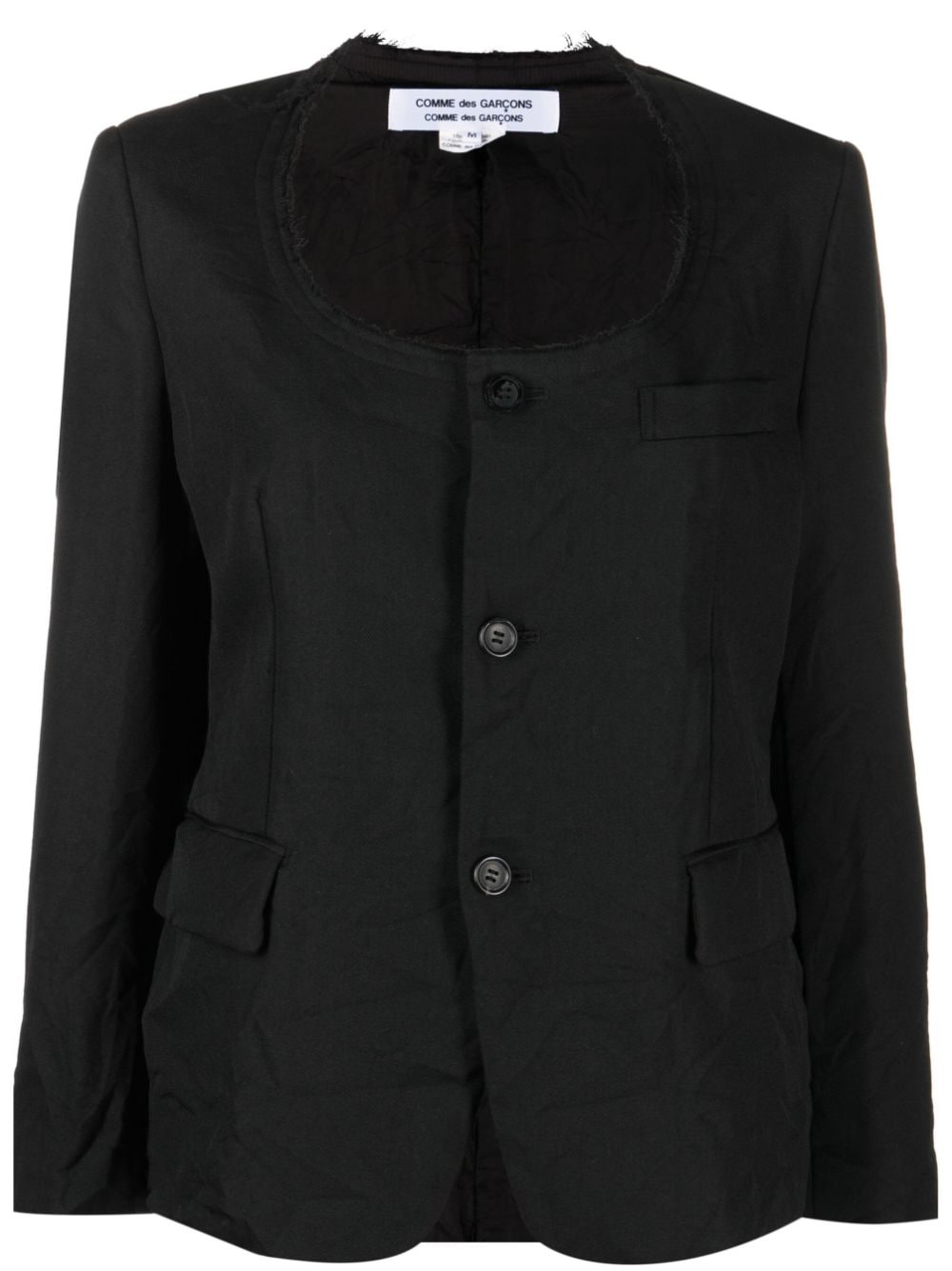 Comme Des Garçons Comme Des Garçons frayed-neckline wool jacket - Black von Comme Des Garçons Comme Des Garçons