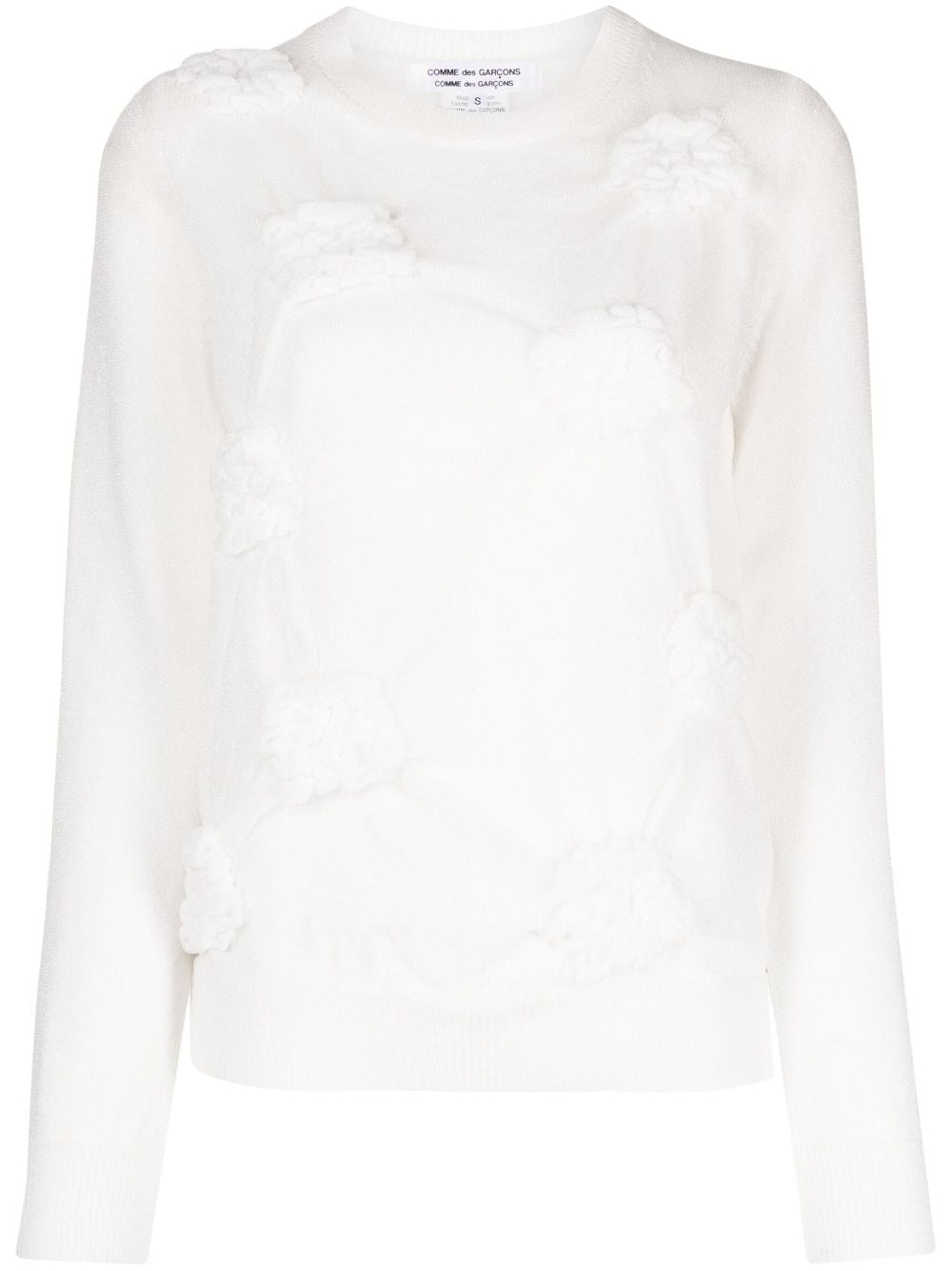 Comme Des Garçons Comme Des Garçons round-neck glitter knitted top - White von Comme Des Garçons Comme Des Garçons