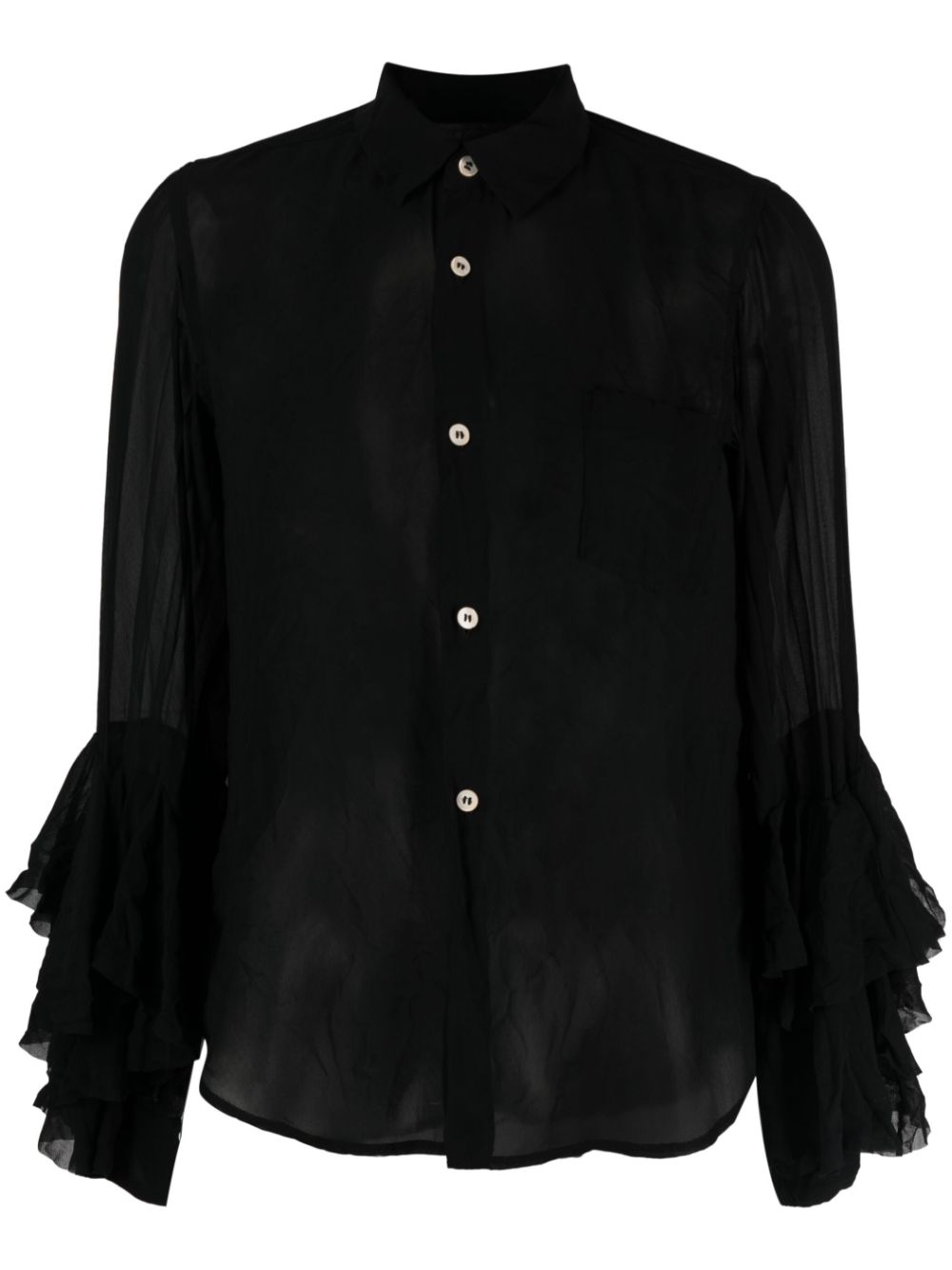 Comme Des Garçons Comme Des Garçons ruffle-detailed semi-sheer shirt - Black von Comme Des Garçons Comme Des Garçons