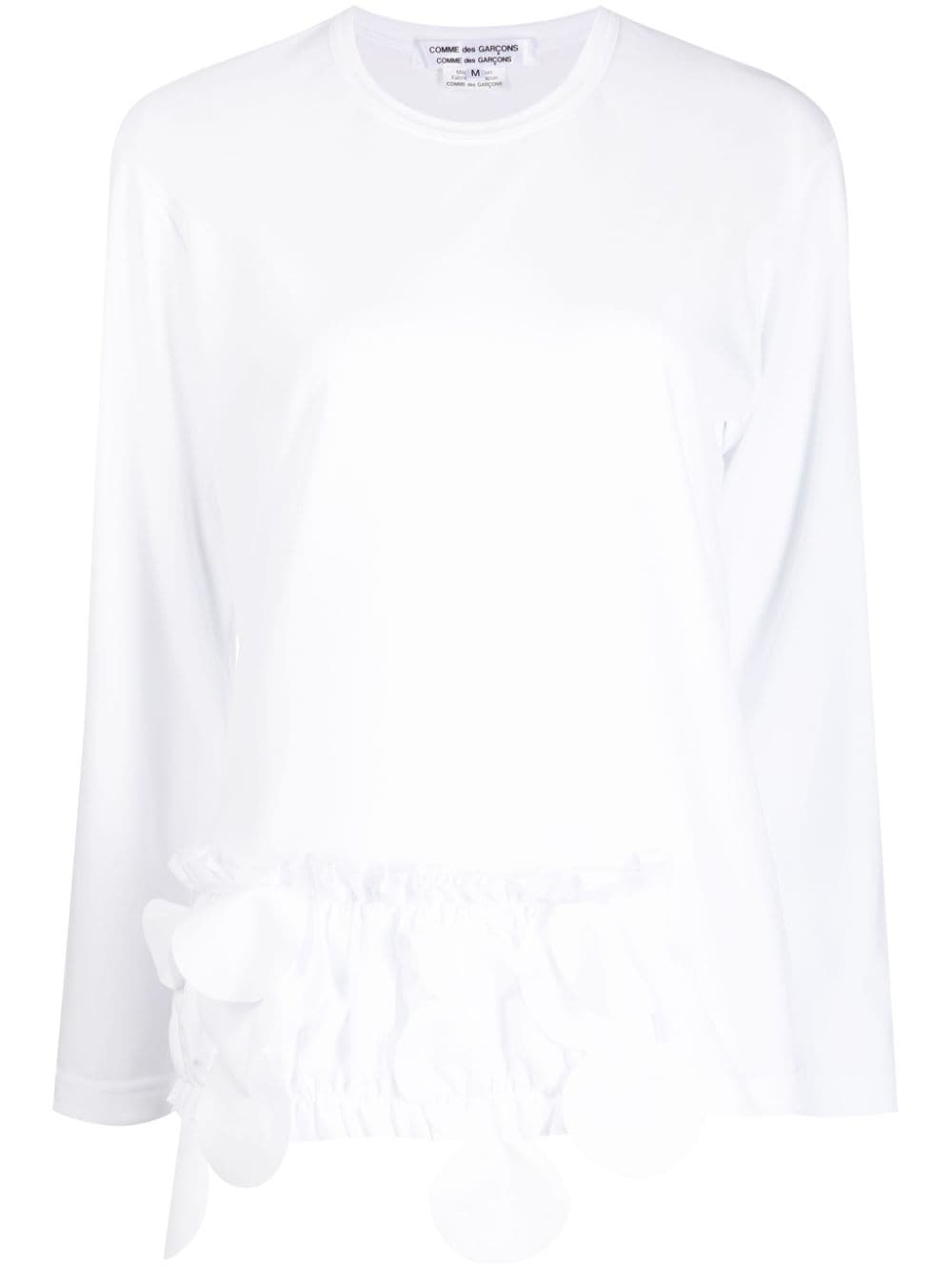 Comme Des Garçons Comme Des Garçons ruffled appliqué-detailing asymmetric T-shirt - White von Comme Des Garçons Comme Des Garçons