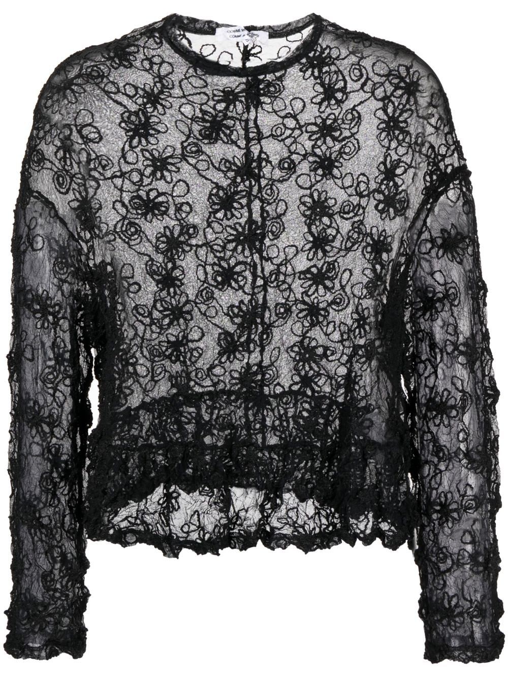 Comme Des Garçons Comme Des Garçons sheer floral-embroidered blouse - Black von Comme Des Garçons Comme Des Garçons