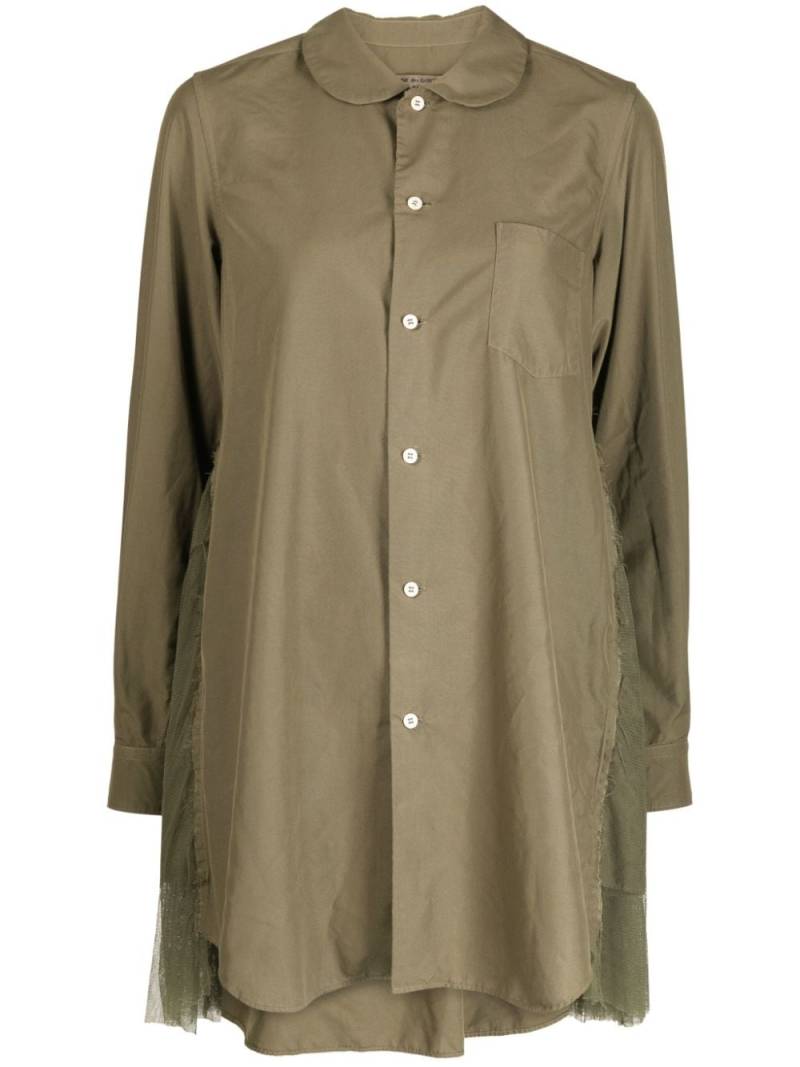 Comme Des Garçons Comme Des Garçons tulle-panel asymmetric shirt - Green von Comme Des Garçons Comme Des Garçons