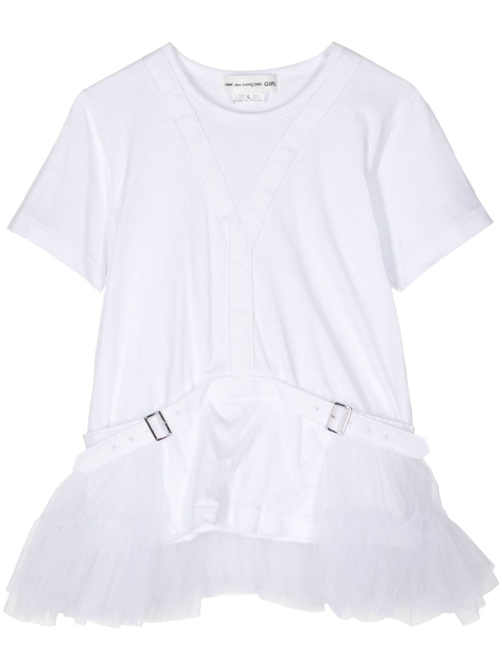 Comme Des Garçons Girl Peplum-finish V-Neck T-Shirt - White von Comme Des Garçons Girl