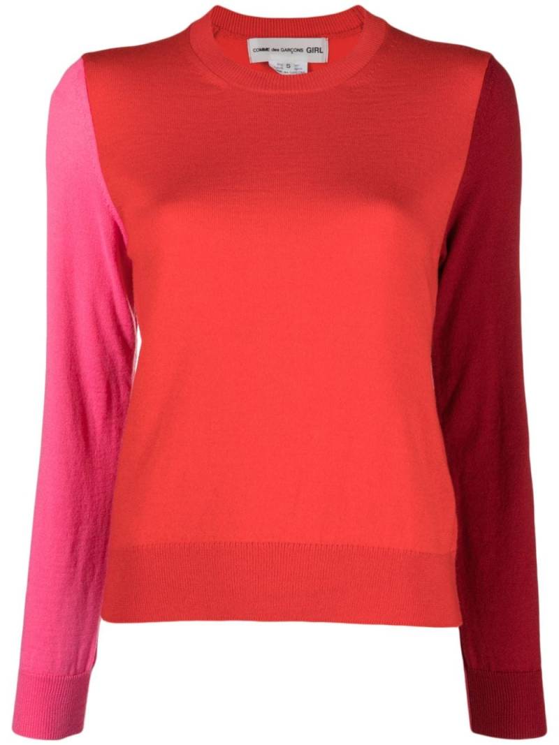 Comme Des Garçons Girl colour-block fine-knit jumper - Red von Comme Des Garçons Girl