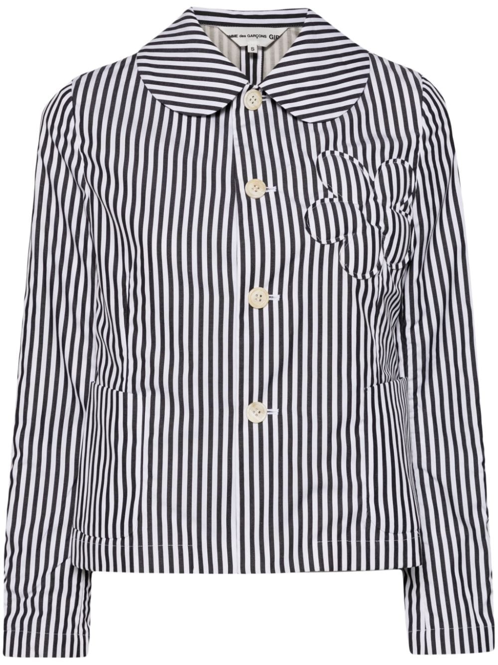 Comme Des Garçons Girl floral-appliqué striped jacket - Black von Comme Des Garçons Girl