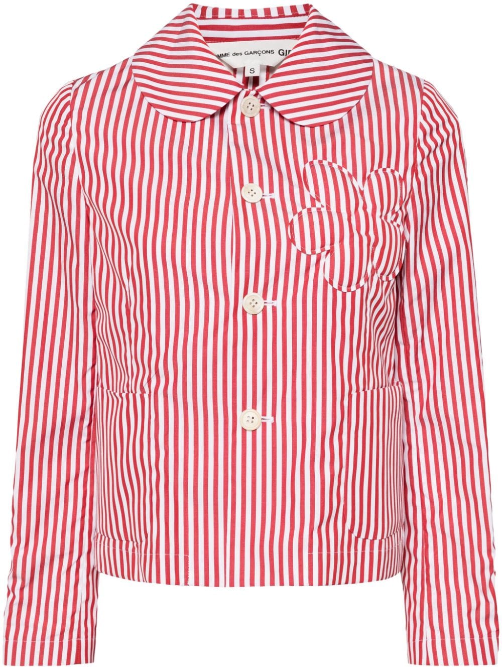 Comme Des Garçons Girl floral-appliqué striped jacket - Red von Comme Des Garçons Girl