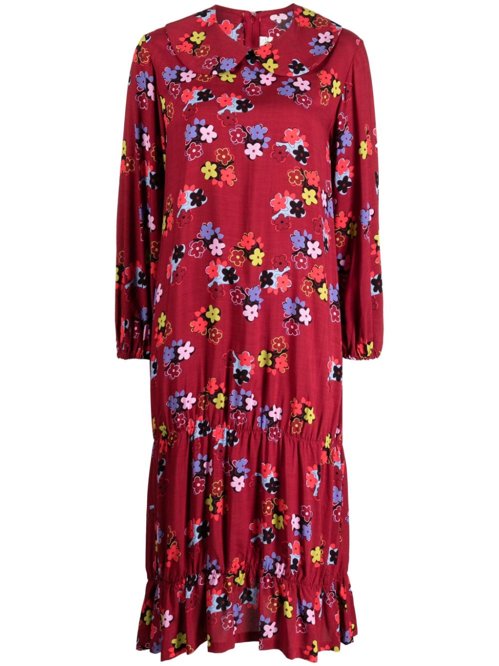 Comme Des Garçons Girl floral-print midi dress - Red von Comme Des Garçons Girl