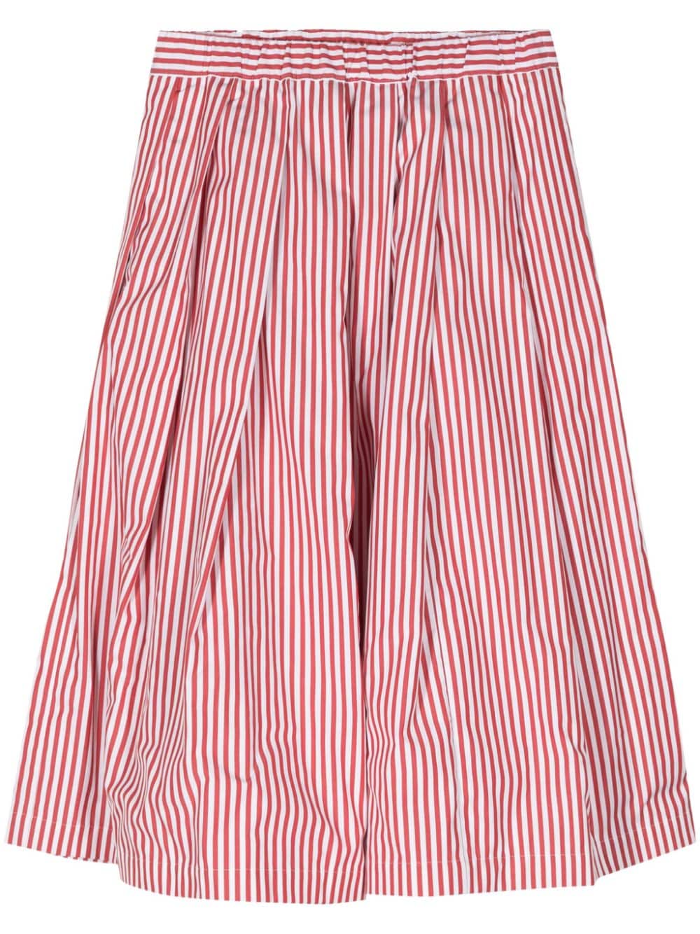 Comme Des Garçons Girl pleated striped cotton skirt - White von Comme Des Garçons Girl