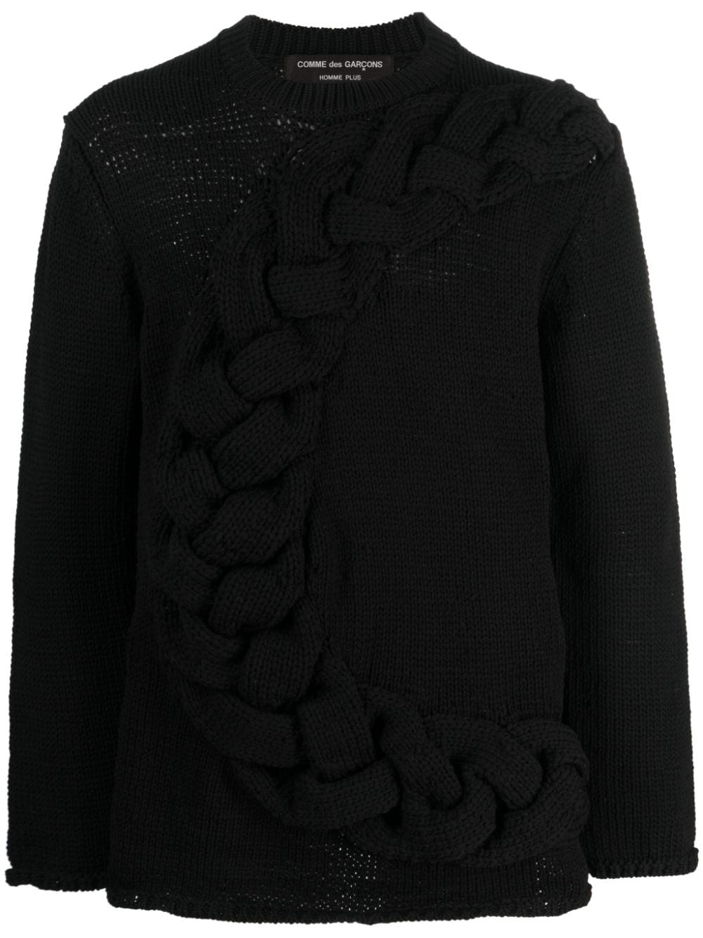 Comme des Garçons Homme Plus crew-neck chunky cable-knit jumper - Black von Comme des Garçons Homme Plus