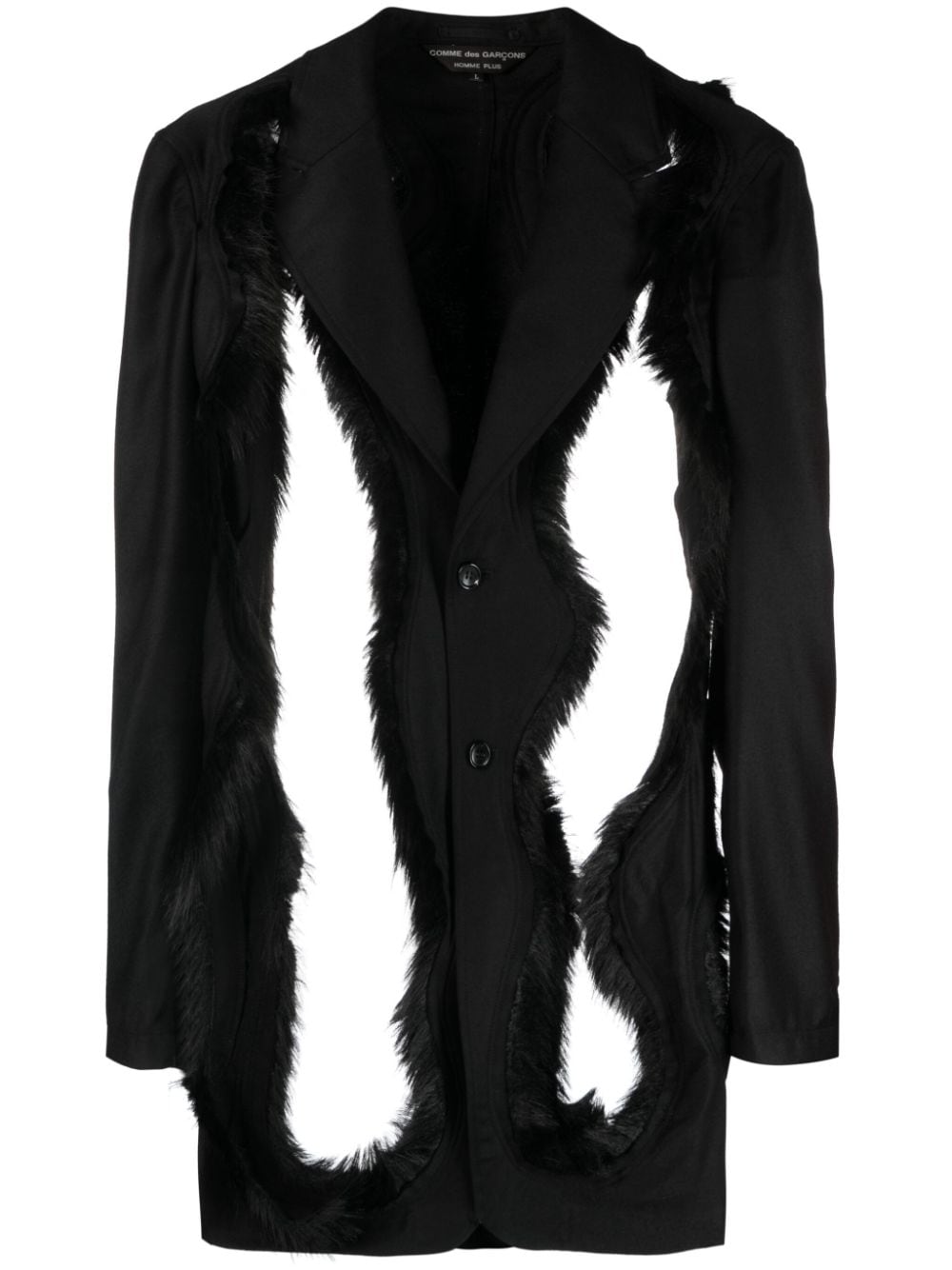 Comme des Garçons Homme Plus faux fur-embellished single-breasted blazer - Black von Comme des Garçons Homme Plus