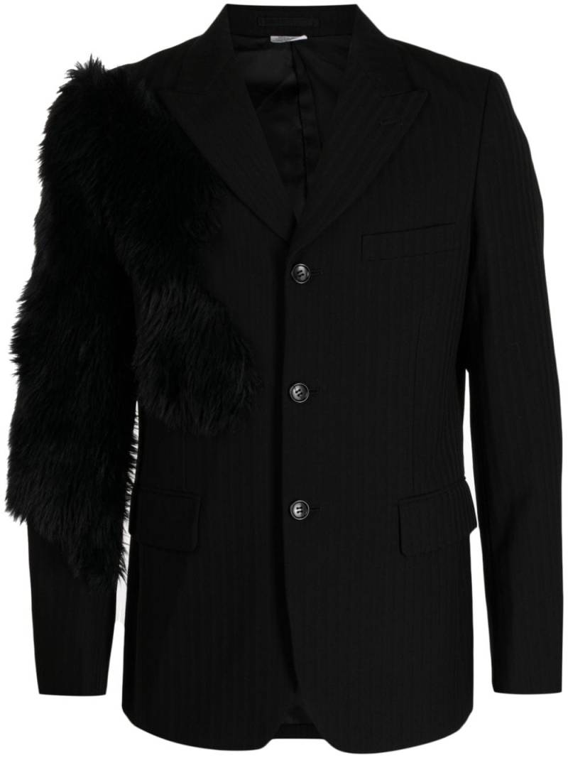 Comme des Garçons Homme Plus striped faux-fur detail blazer - Black von Comme des Garçons Homme Plus