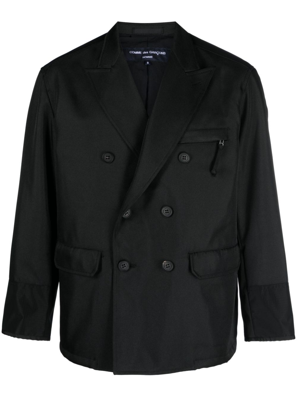 Comme des Garçons Homme panelled twill double-breasted blazer - Black von Comme des Garçons Homme