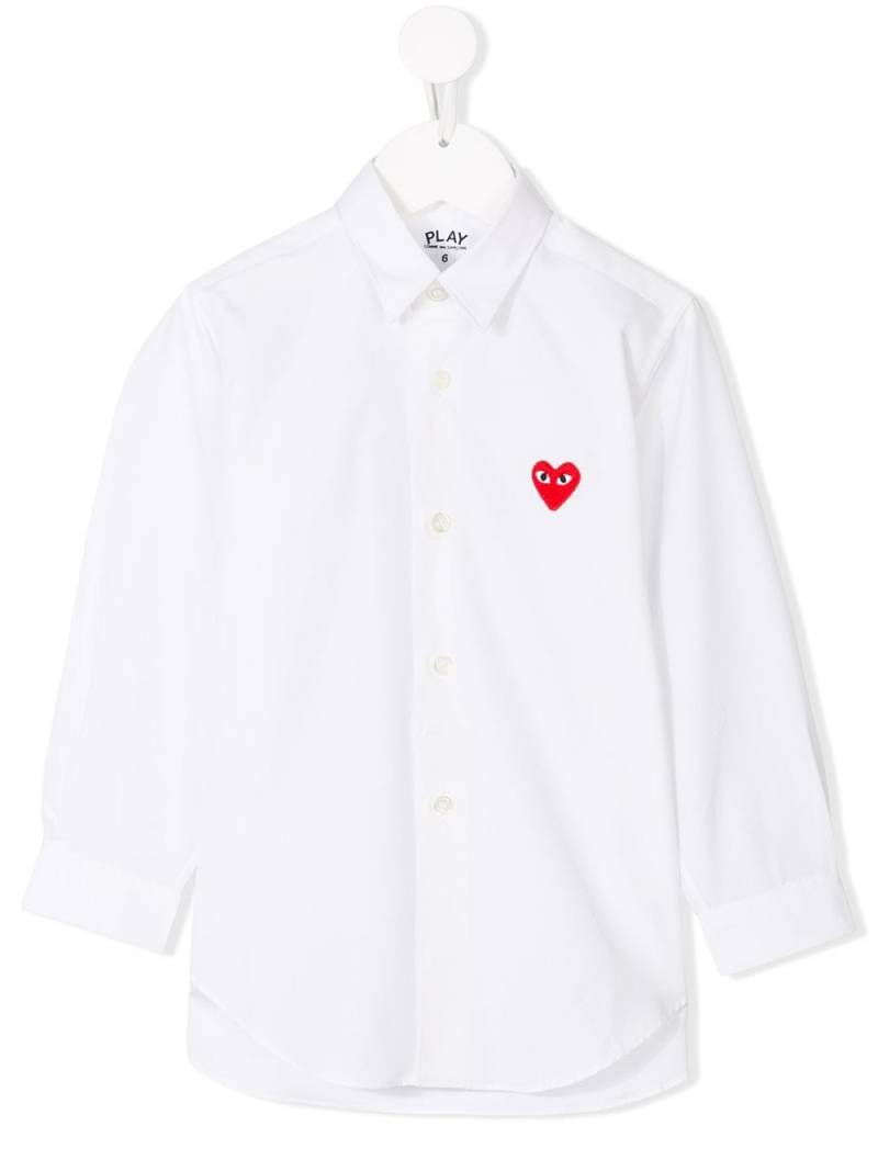 Comme Des Garçons Play Kids heart embroidered shirt - White von Comme Des Garçons Play Kids