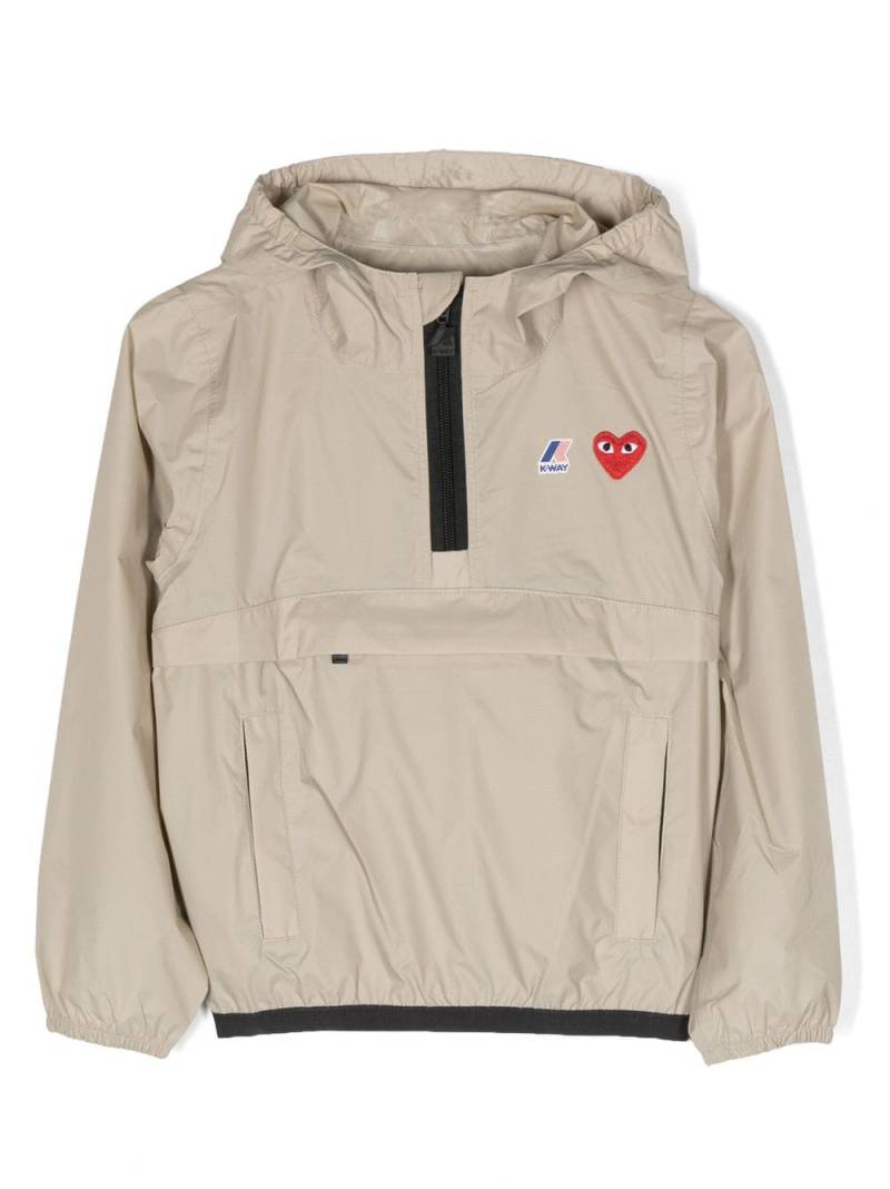 Comme Des Garçons Play Kids logo-patch hooded jacket - Brown von Comme Des Garçons Play Kids