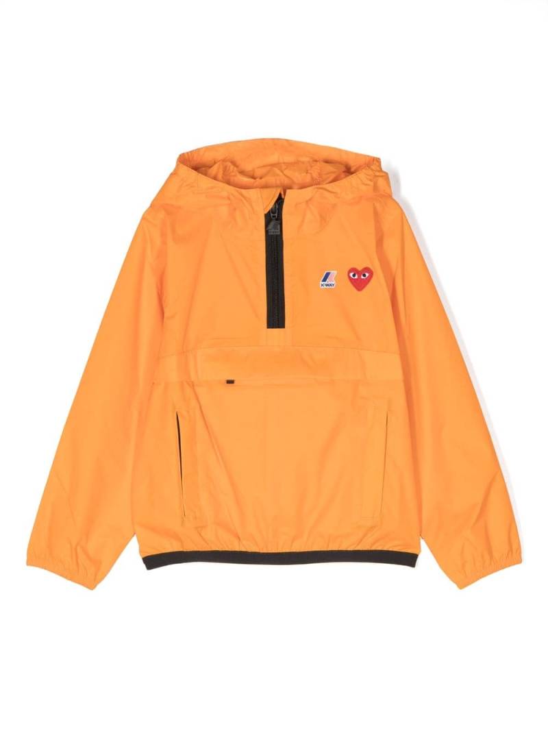 Comme Des Garçons Play Kids logo-patch pullover hooded jacket - Orange von Comme Des Garçons Play Kids