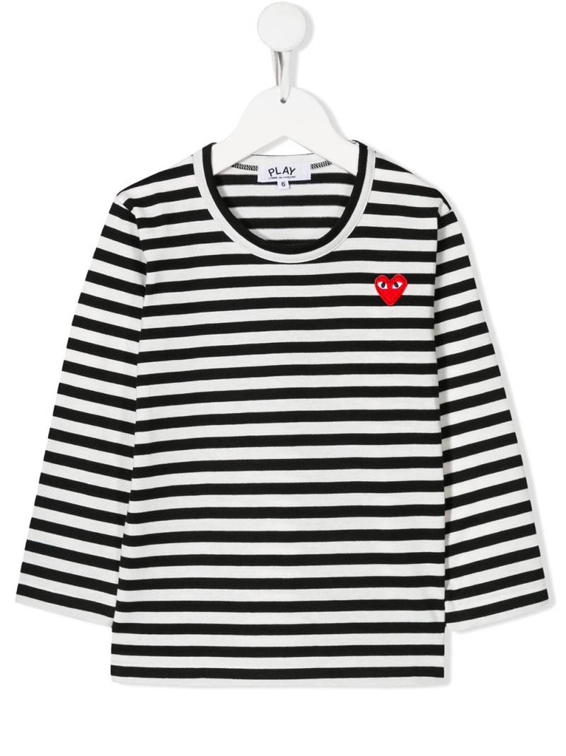 Comme Des Garçons Play Kids striped logo top - White von Comme Des Garçons Play Kids
