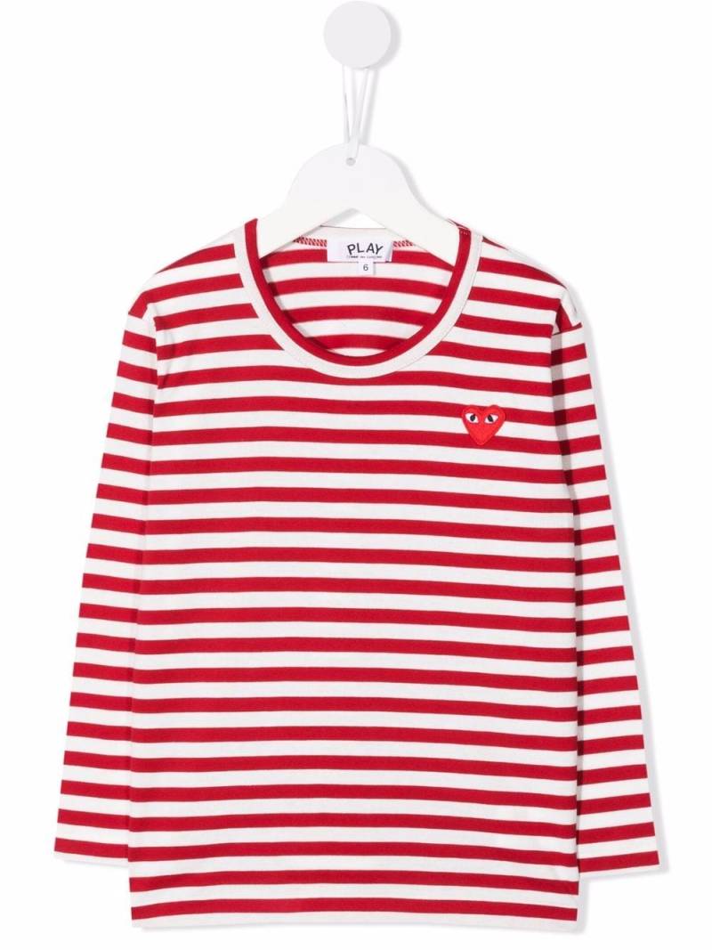Comme Des Garçons Play Kids striped long-sleeved T-shirt - Red von Comme Des Garçons Play Kids