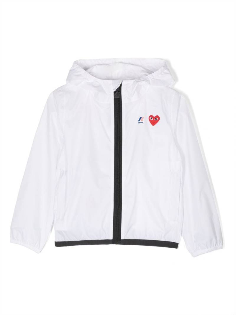 Comme Des Garçons Play Kids x K-Way Claude hooded rain jacket - White von Comme Des Garçons Play Kids