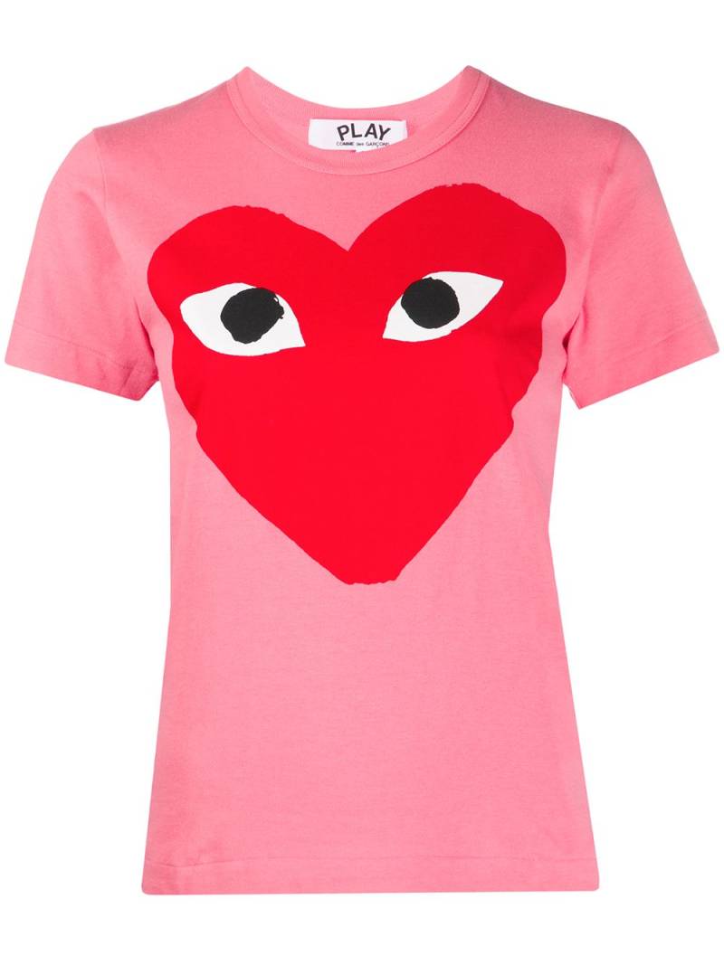 Comme Des Garçons Play heart print round neck T-shirt - Pink von Comme Des Garçons Play