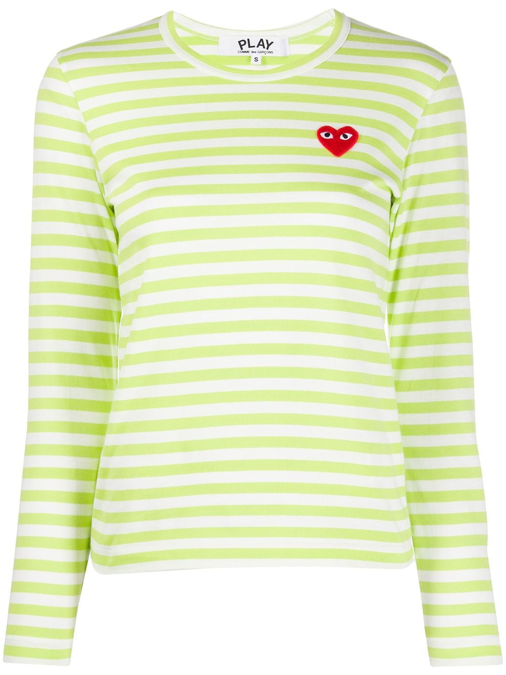 Comme Des Garçons Play heart print striped T-shirt - Green von Comme Des Garçons Play