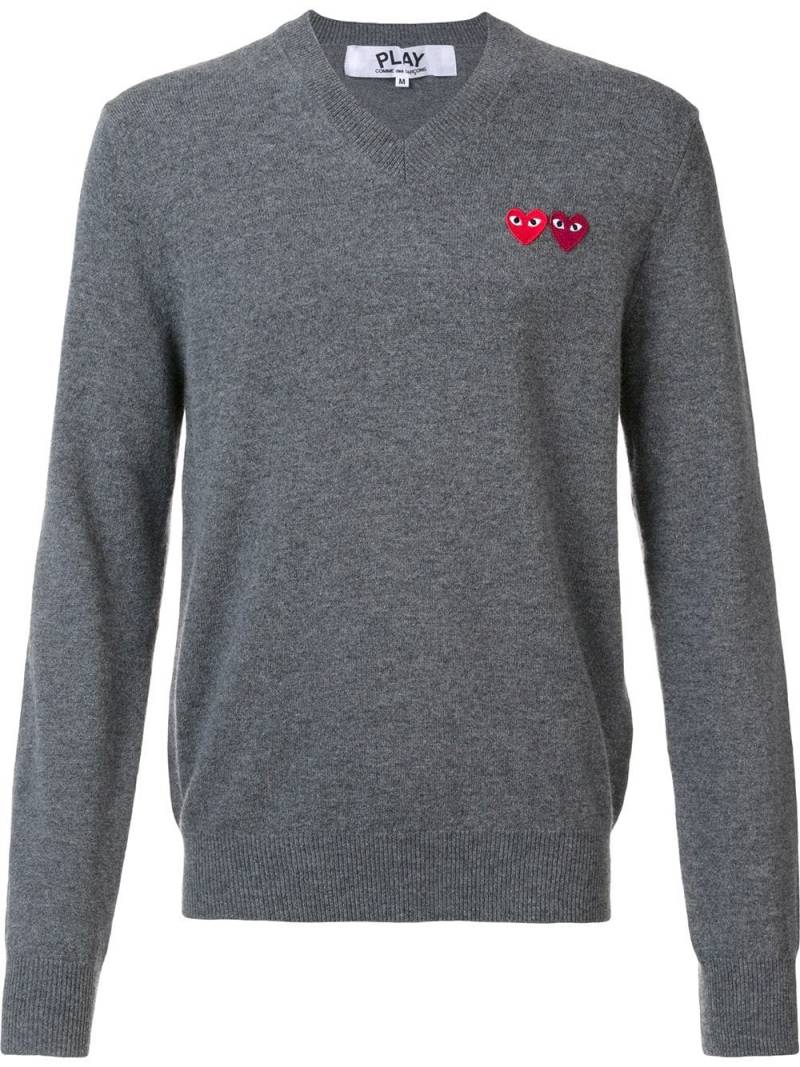 Comme Des Garçons Play Double Heart wool jumper - Grey von Comme Des Garçons Play